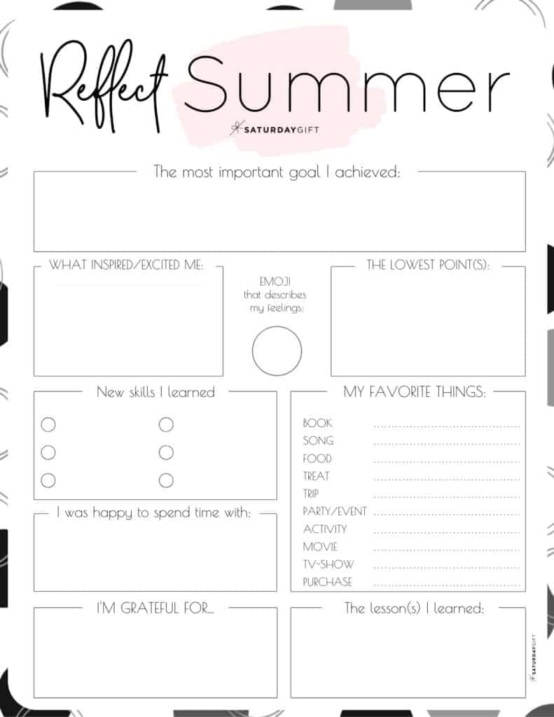 Review Your Life With The Summer Reflection Worksheet Free Printable Review Your Life With The Summer Reflection Worksheet Free Printable