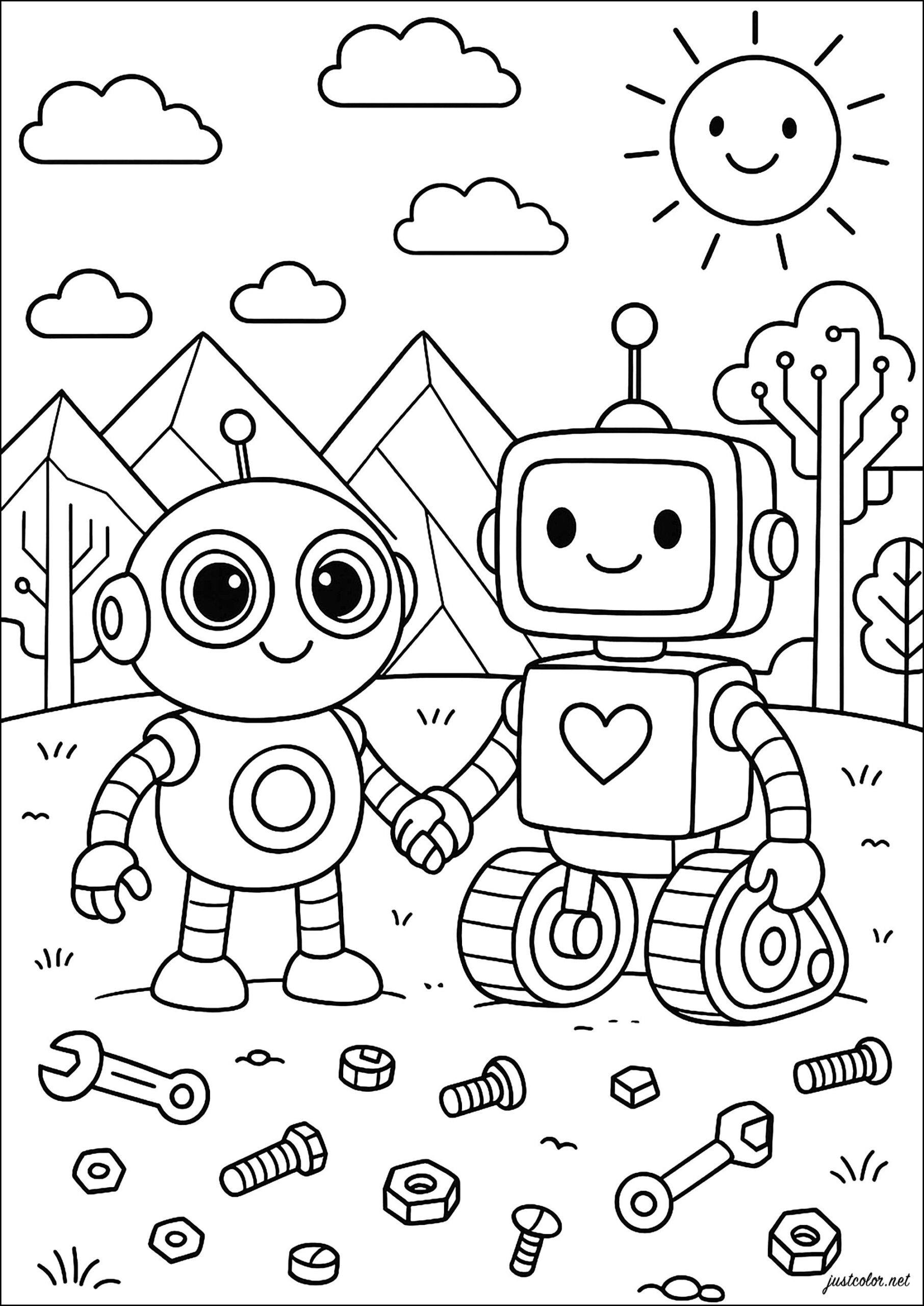 robot coloring page robot coloring page