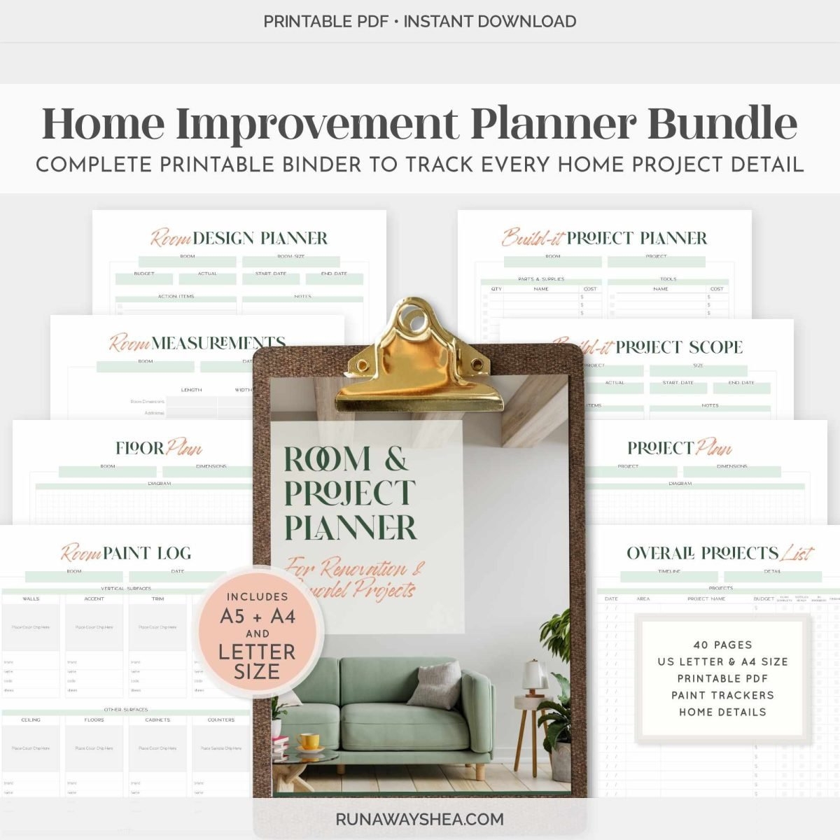 Room Project Planner Printable Bundle RunawayShea Room Project Planner Printable Bundle RunawayShea