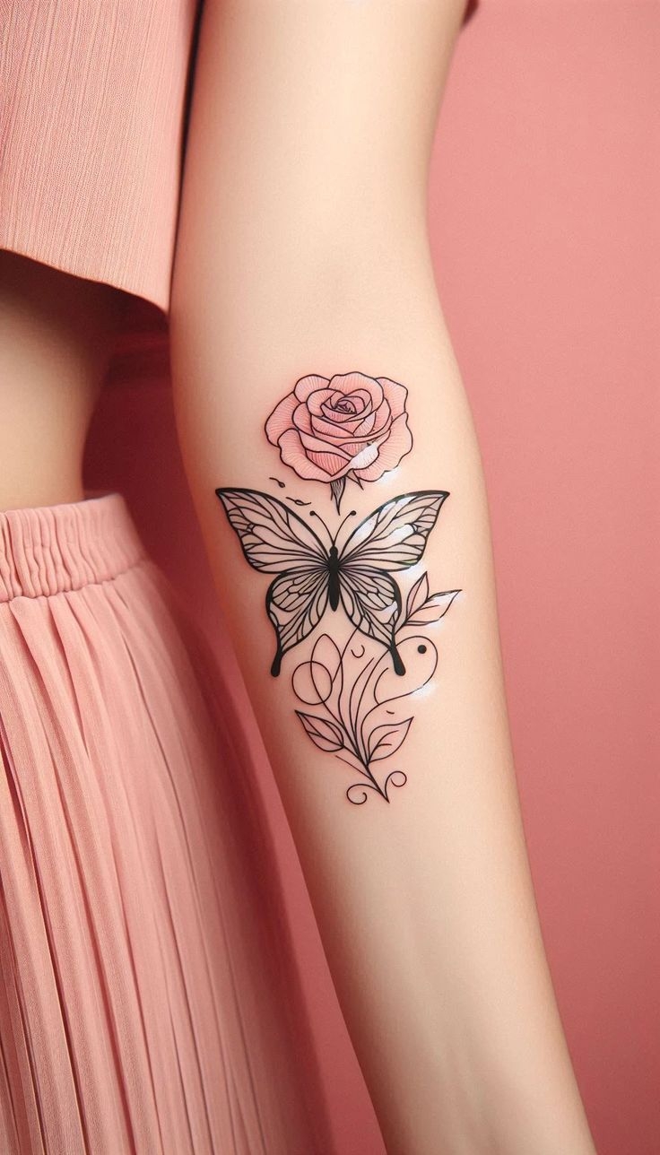 Rose Butterfly A Fine Line Tattoo Of Love And Transformation Rose Butterfly A Fine Line Tattoo Of Love And Transformation