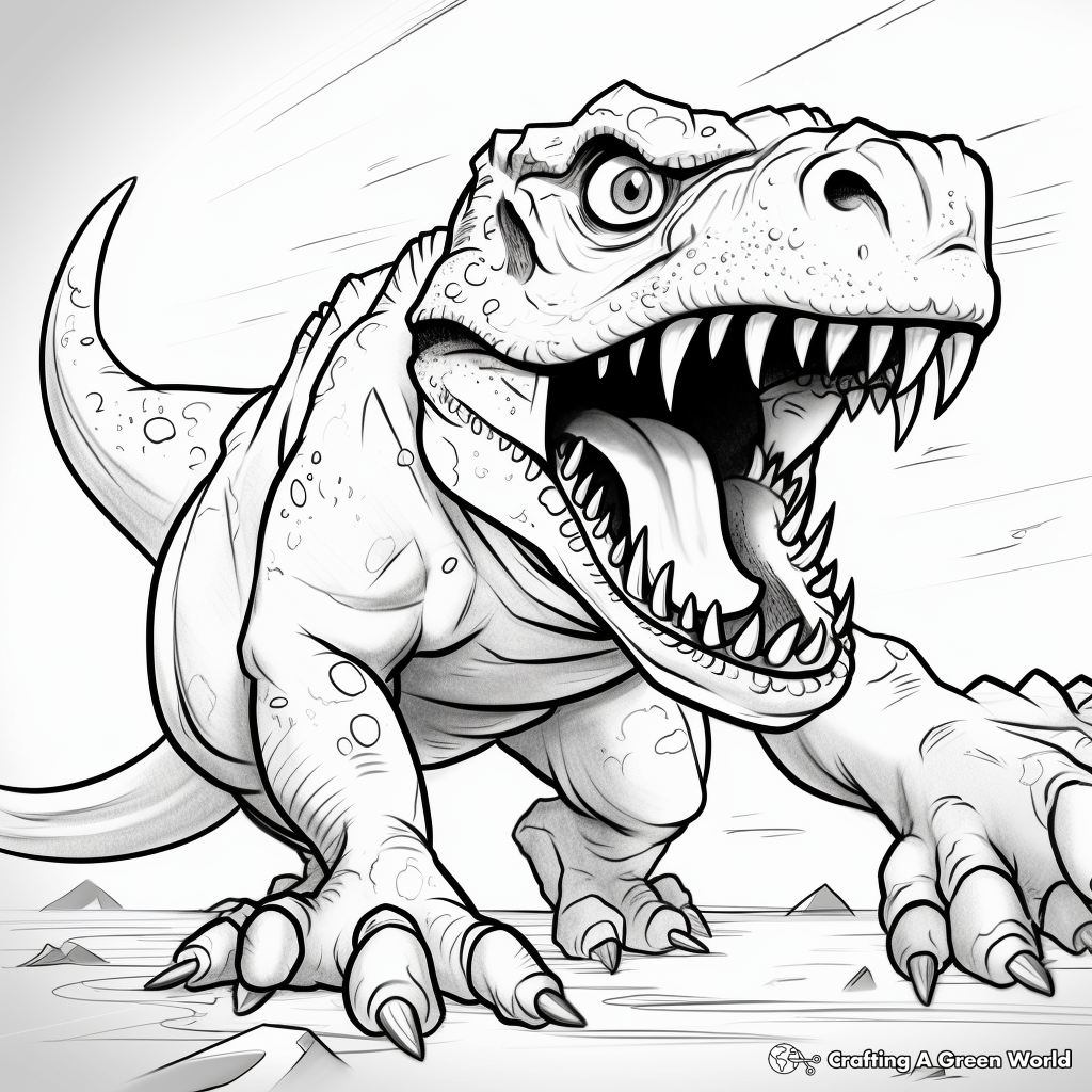 Scary T Rex Coloring Pages Free Printable 