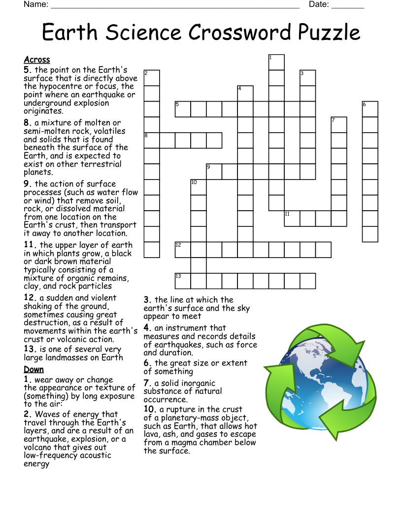 Science Class Crossword WordMint