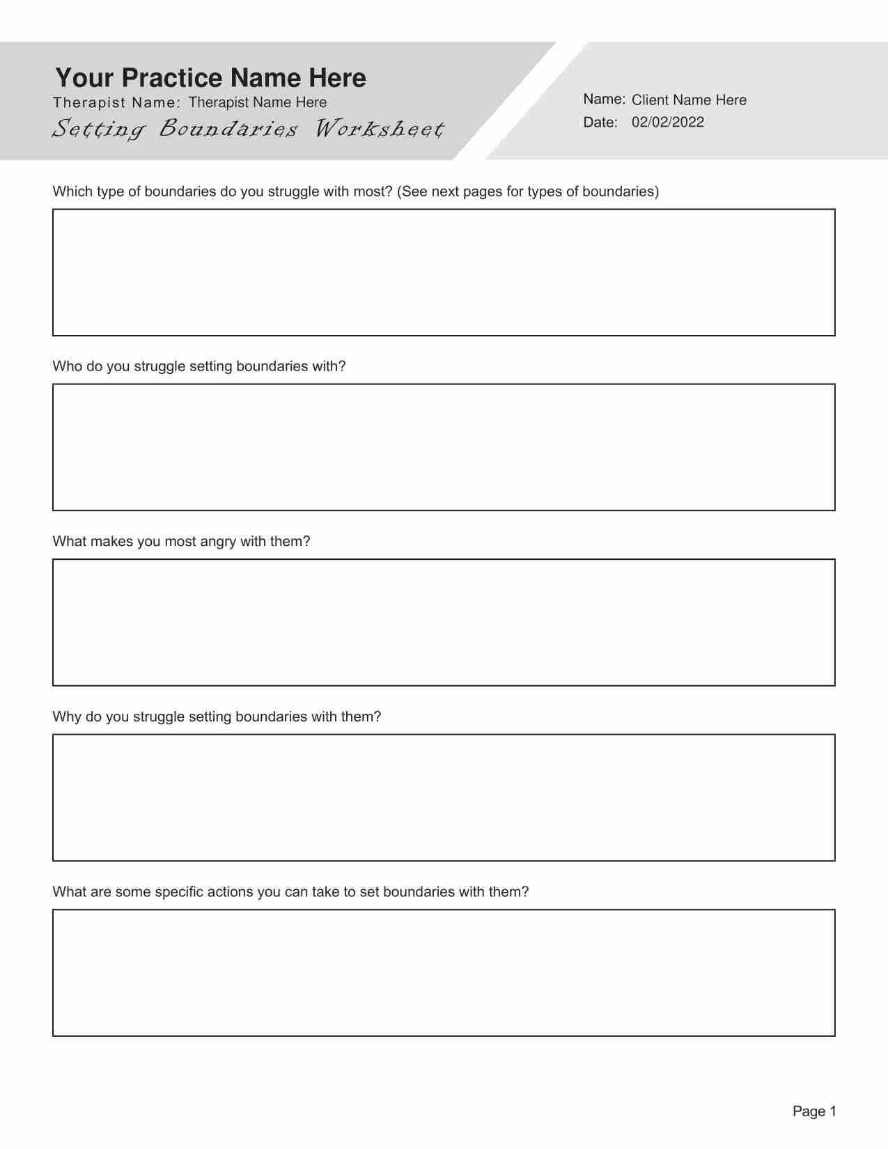 free printable setting boundaries worksheet