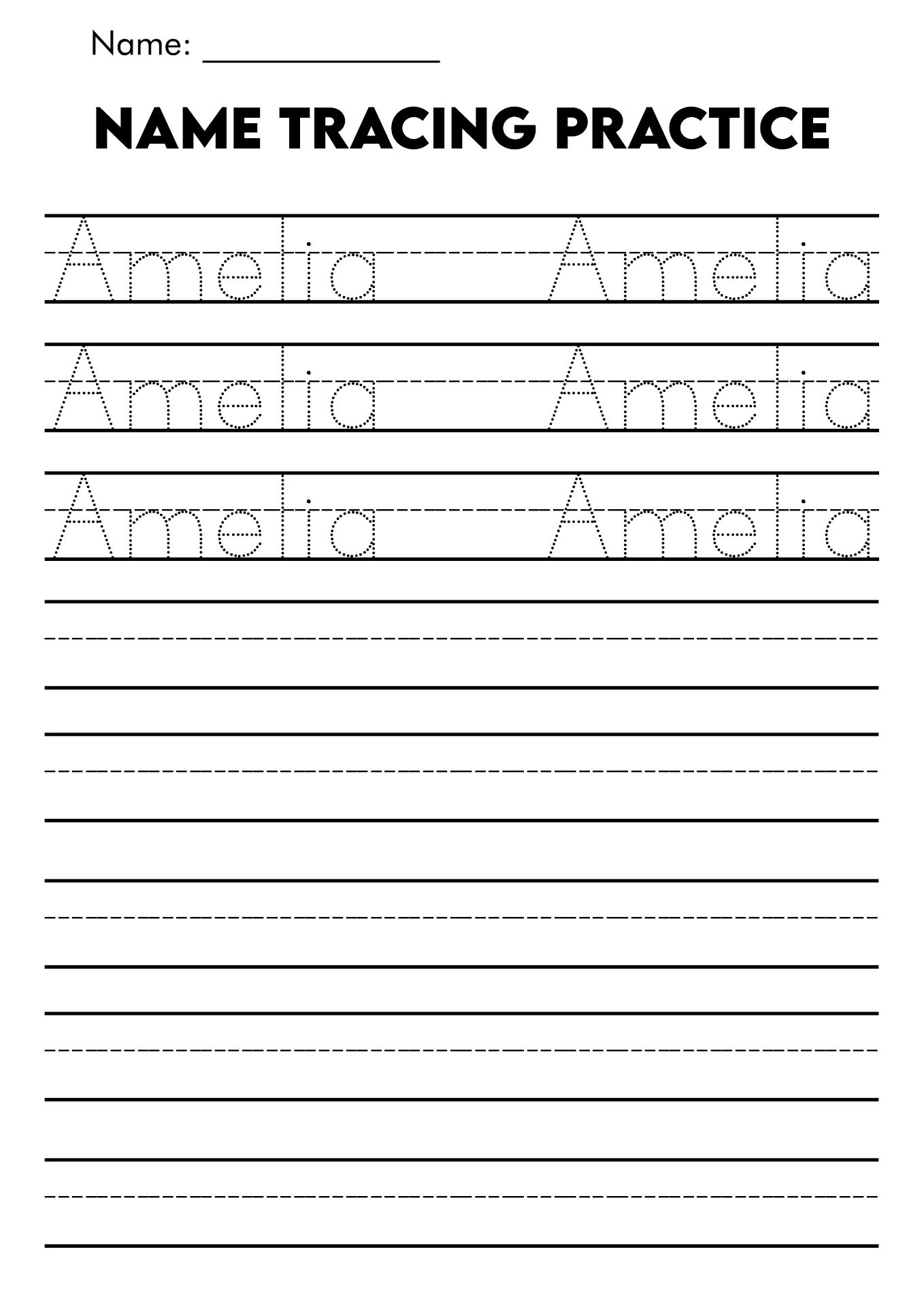 Sheets With Lines Custom Name Tracing Sheets A4 Size Personalized Handwriting Practice For Preschoolers Free Name Tracing Worksheets For Preschool