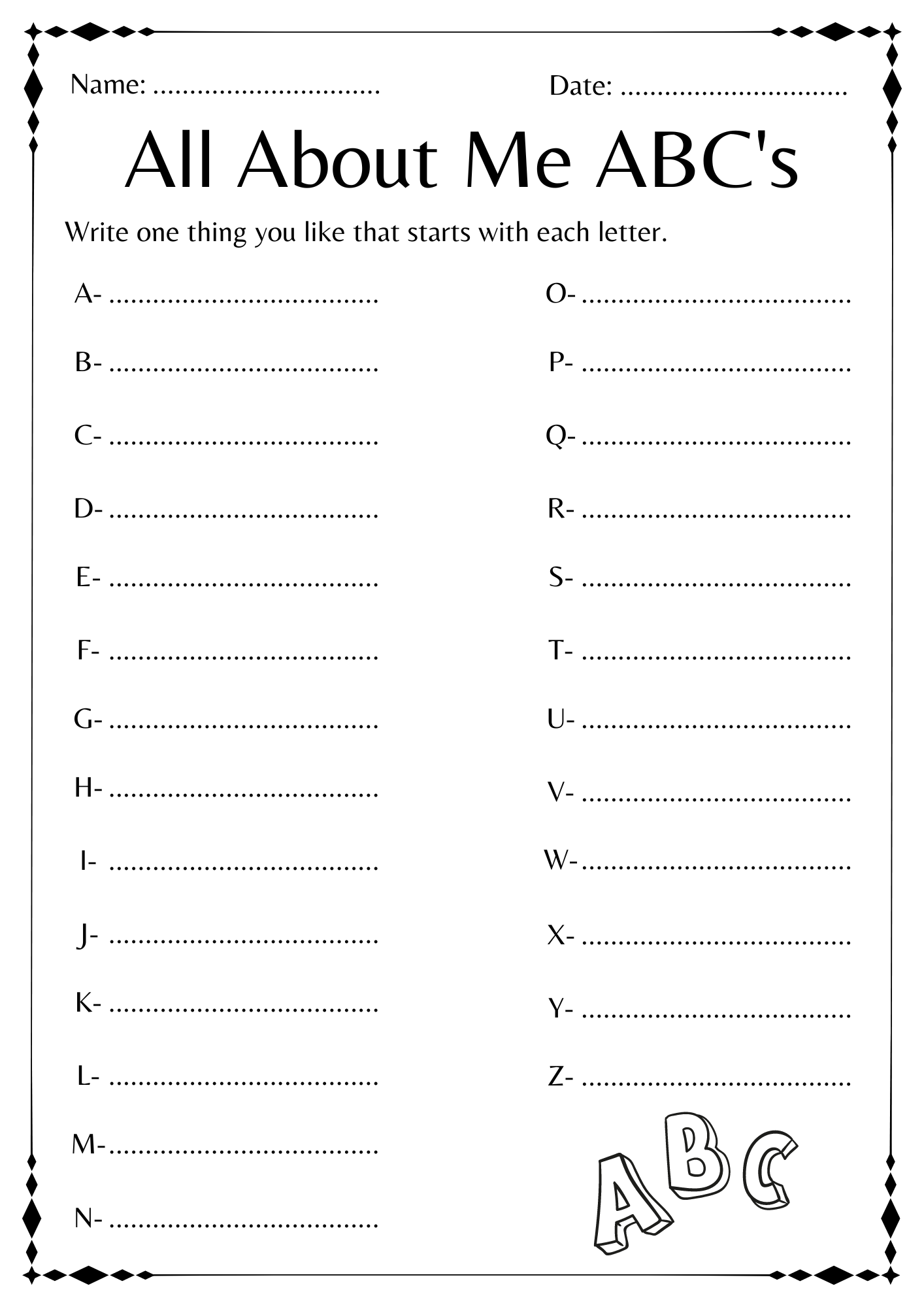 abc worksheets printable