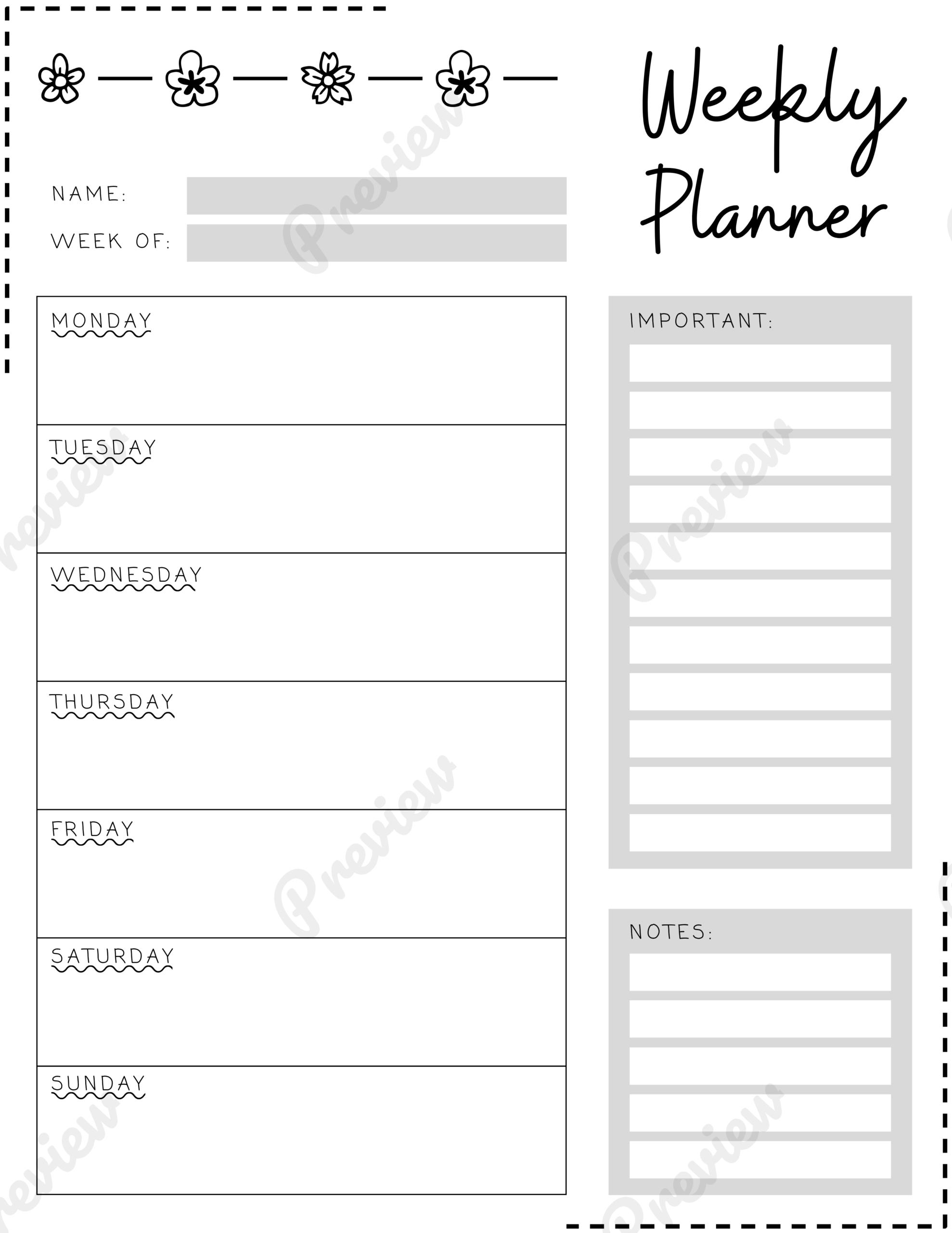 printable student planner