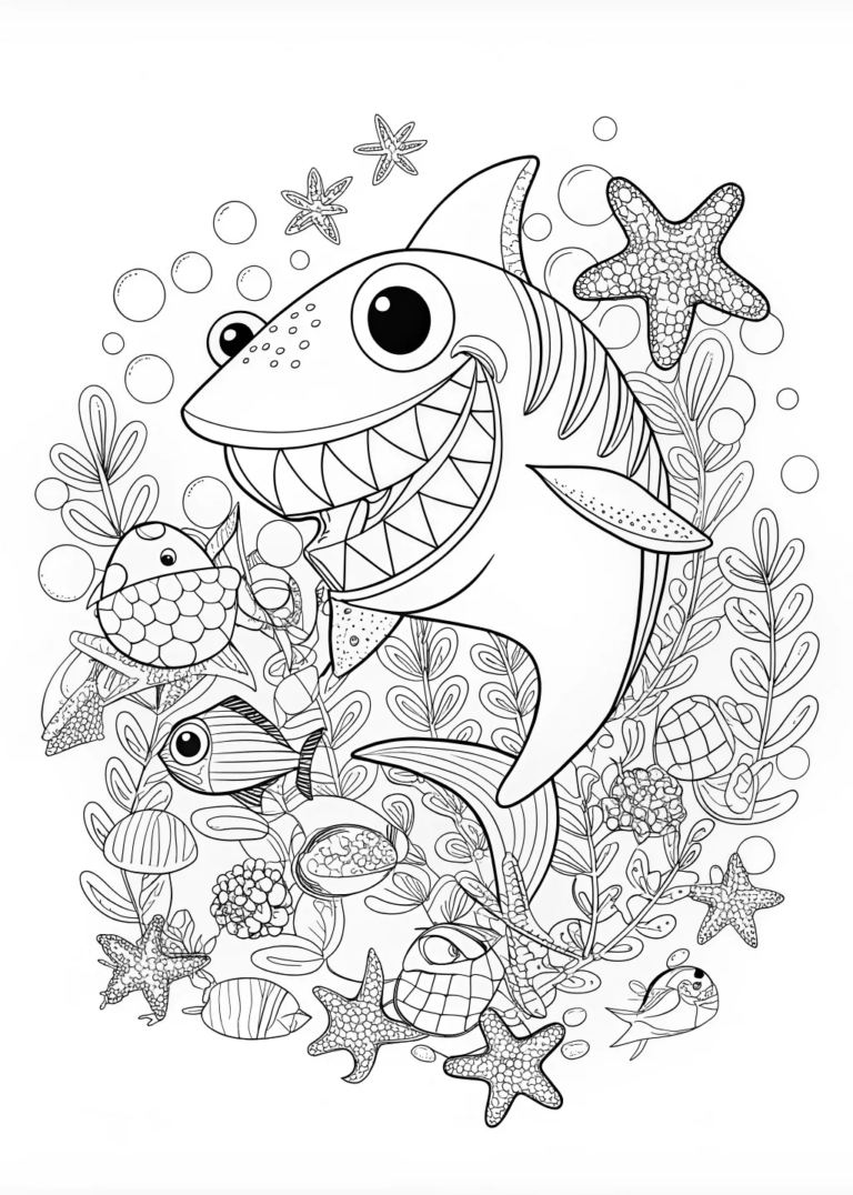 Smiling Shark In The Ocean Coloring Page Free Printable Smiling Shark In The Ocean Coloring Page Free Printable