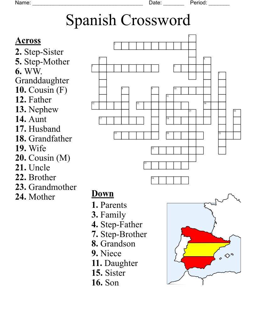 printable spanish crossword puzzle printable spanish crossword puzzle