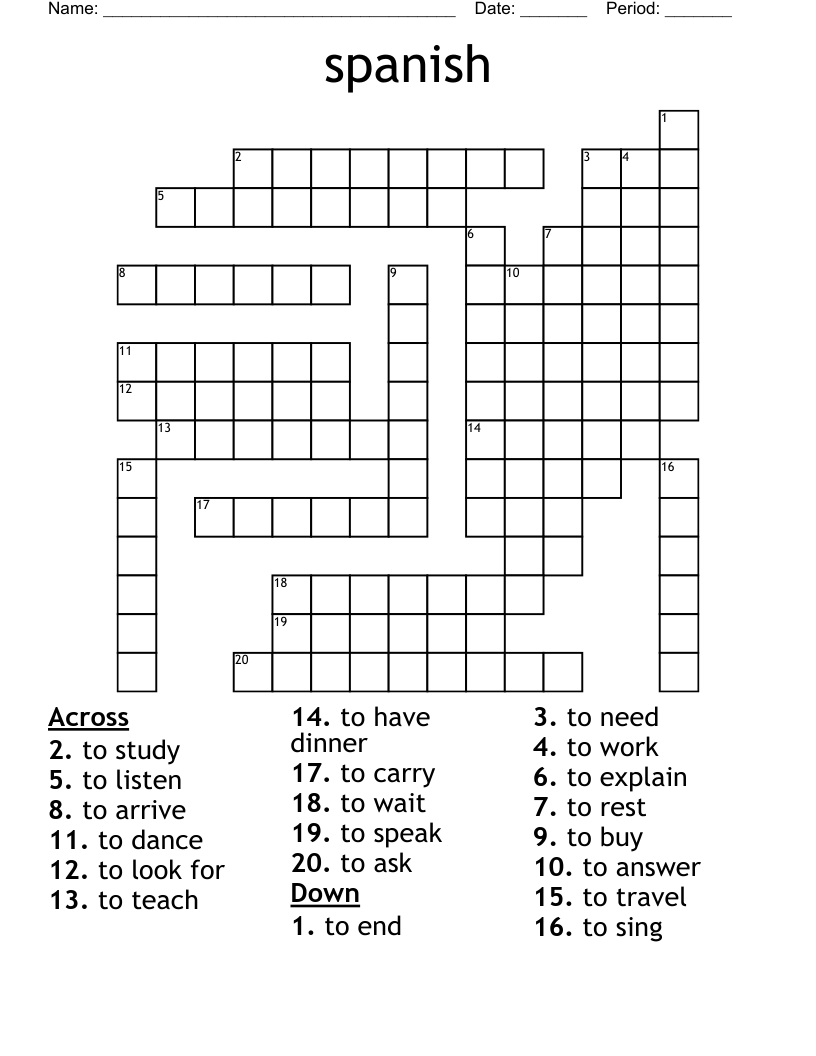 printable crossword puzzles in spanish printable crossword puzzles in spanish