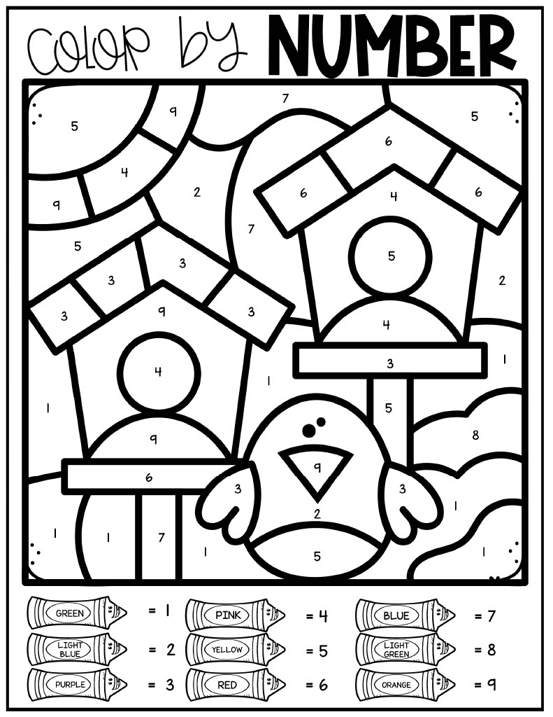 color by numbers free printable worksheets