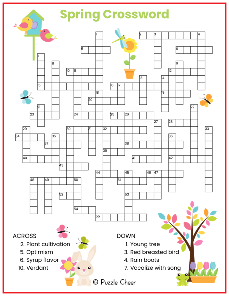 Spring Crossword Puzzle Puzzle Cheer Spring Crossword Puzzle Puzzle Cheer