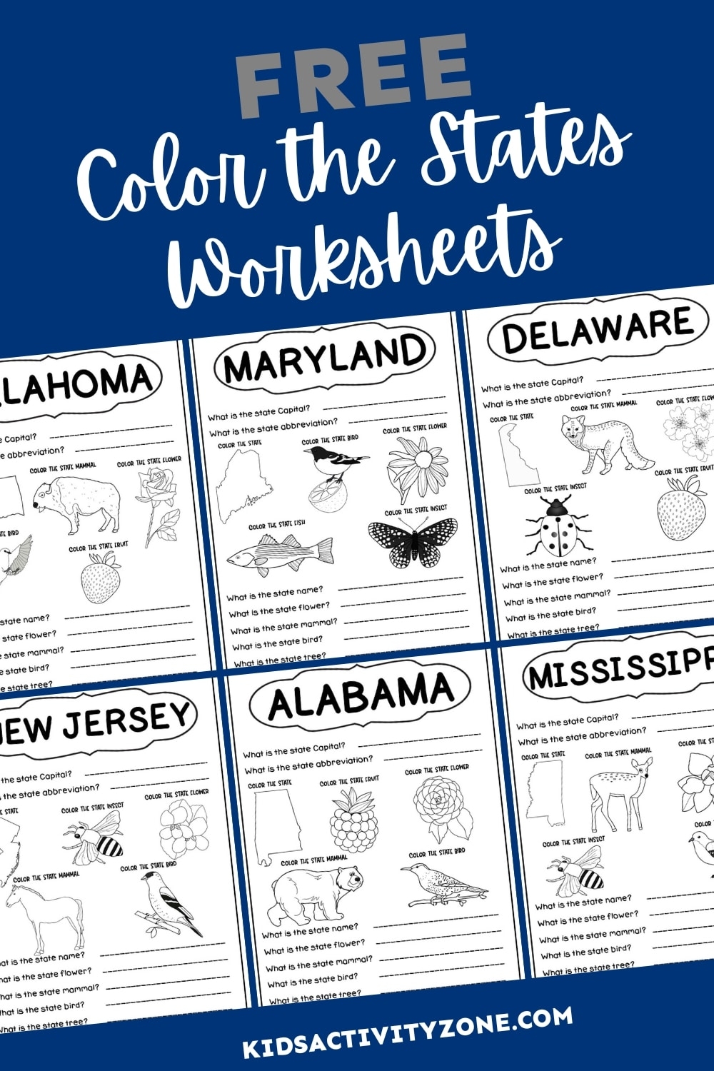 free printable states and capitals worksheets