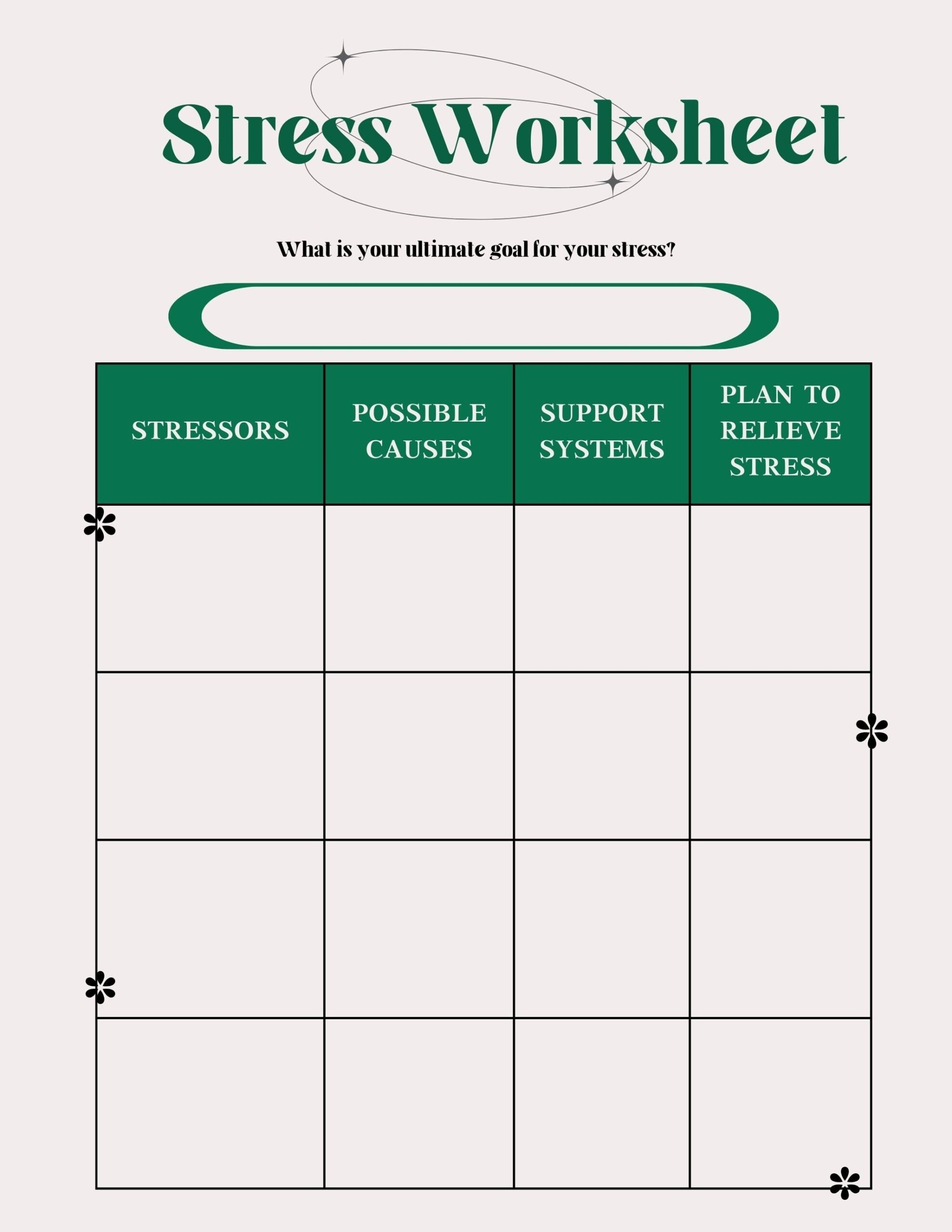 Stress Management Worksheet Etsy Stress Management Worksheet Etsy