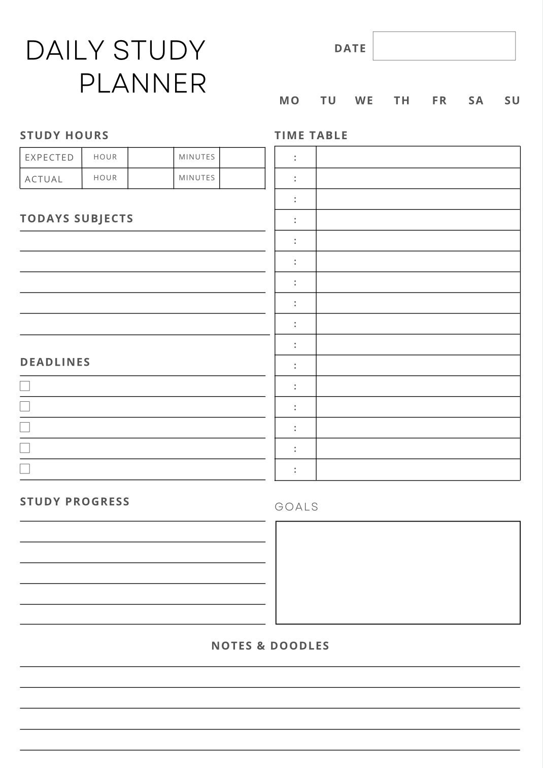 Student Study Planner Printable Assignment Grade Tracker PDF Etsy