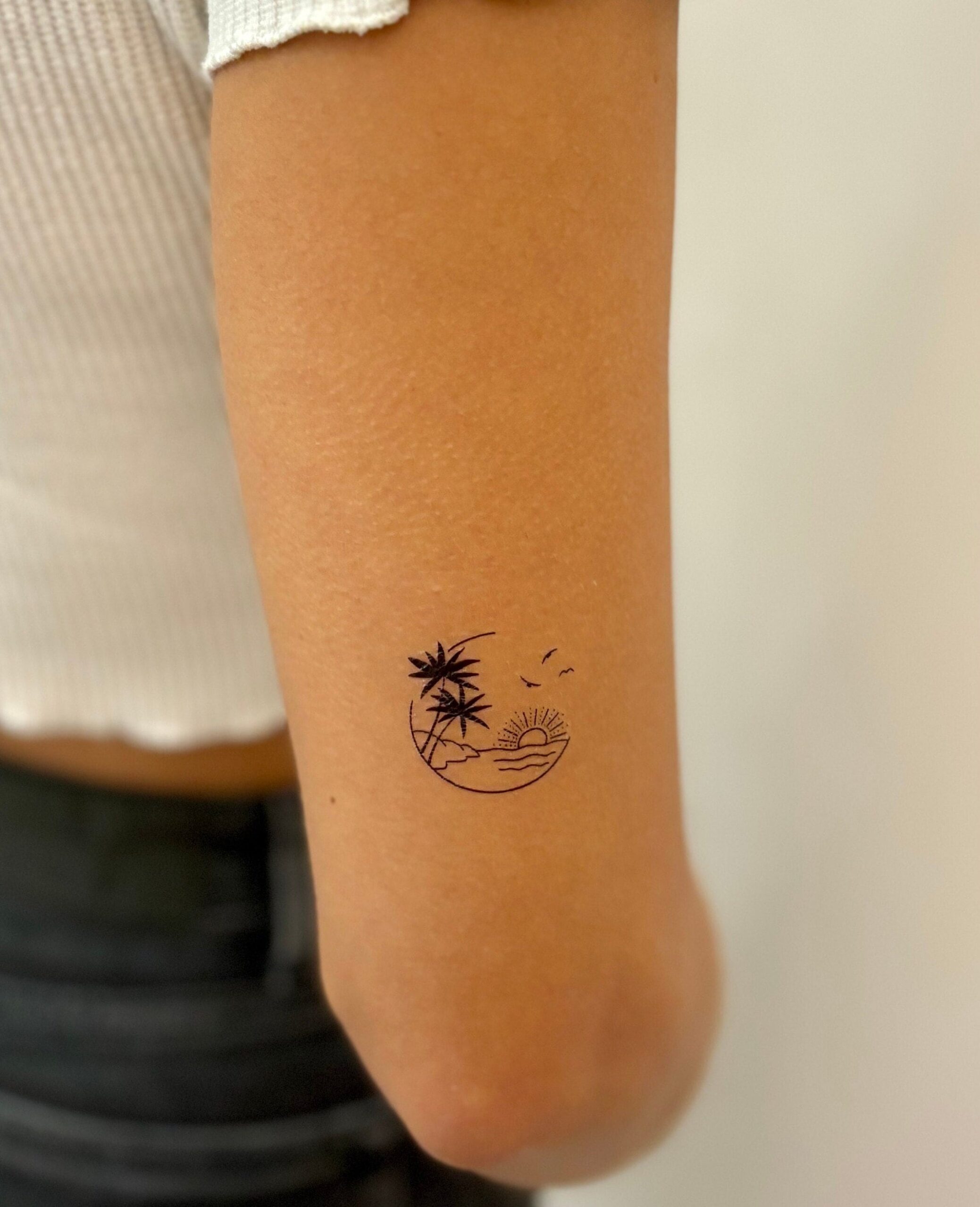 Sunset Paradise Temporary Tattoo set Of 2 Tropical Tattoo Beach Tattoo Palm Tree Fake Tattoo Etsy