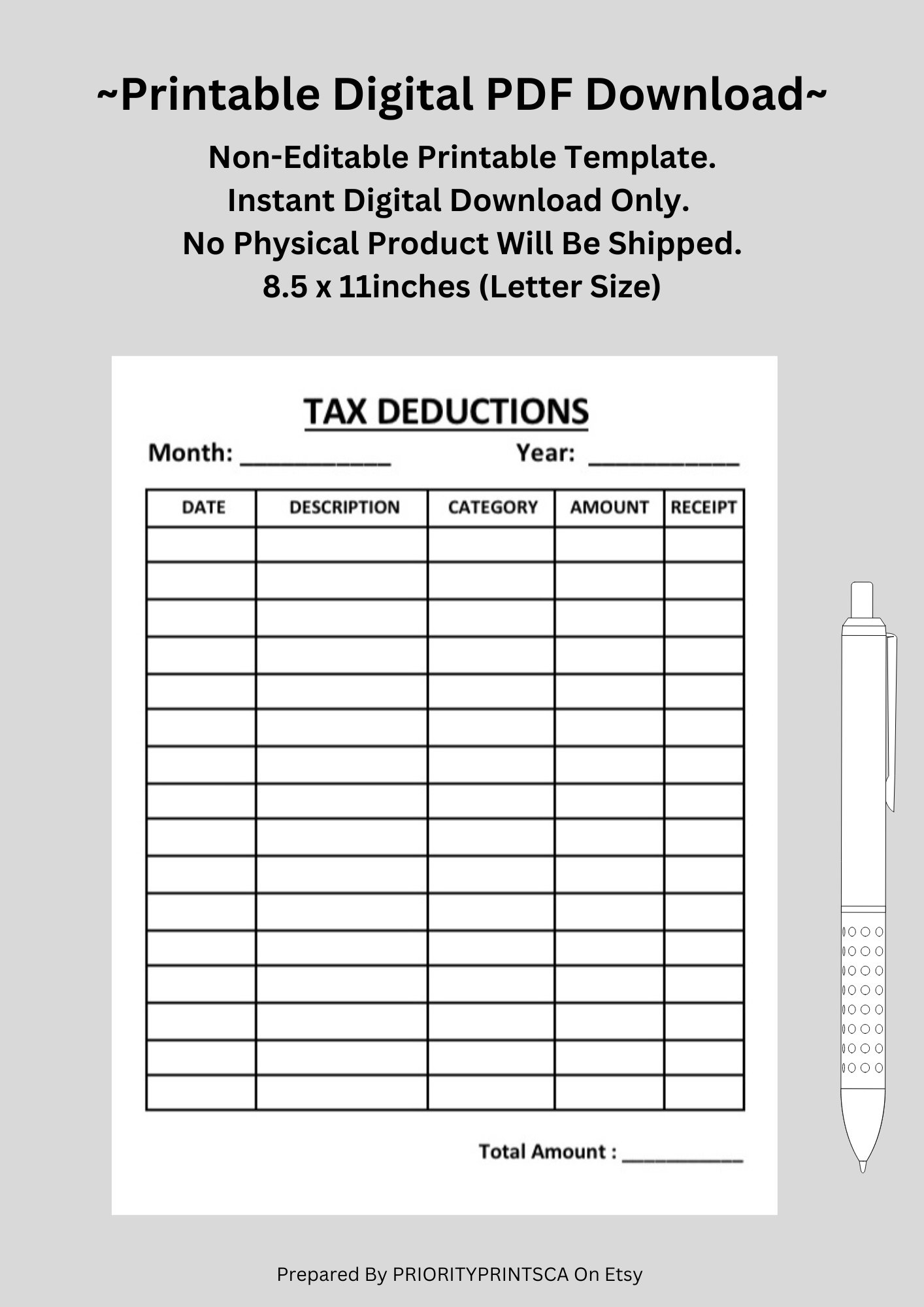 Tax Deductions Sheet Business Tax Deductions Personal Tax Deductions Printable US Letter Size Digital Download Etsy Tax Deductions Sheet Business Tax Deductions Personal Tax Deductions Printable US Letter Size Digital Download Etsy