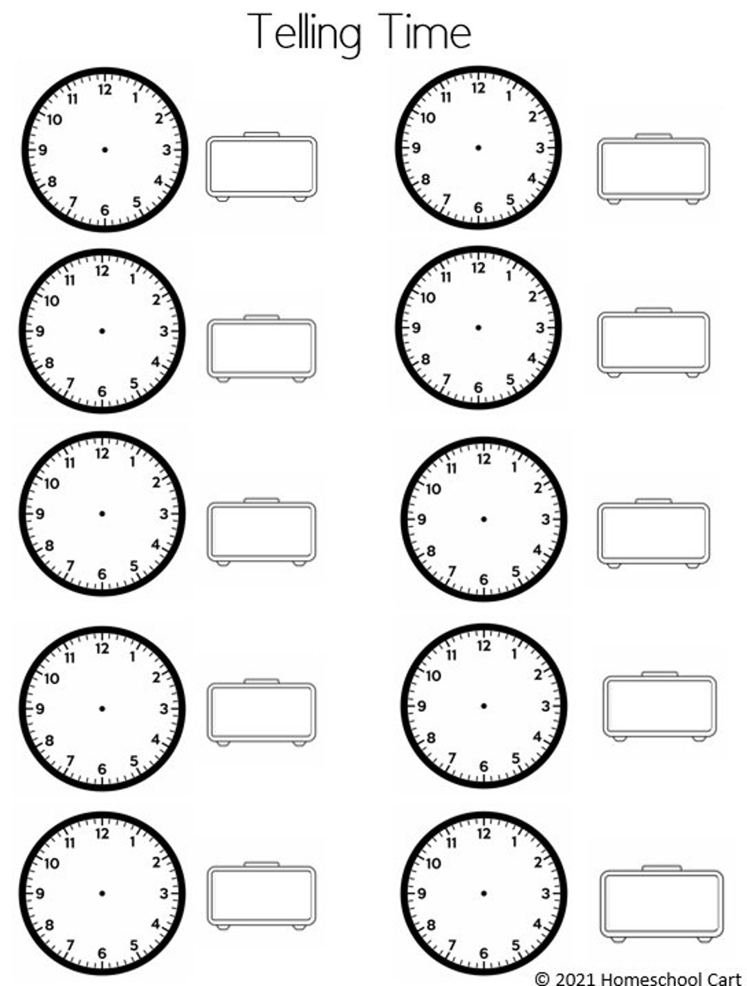 free printable clock worksheets