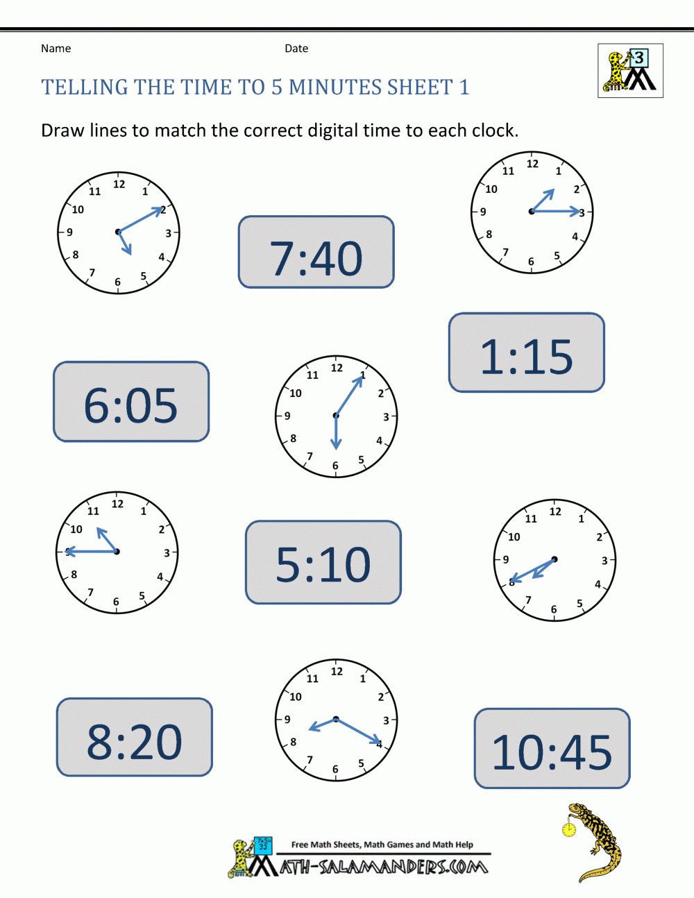 free clock worksheets printable