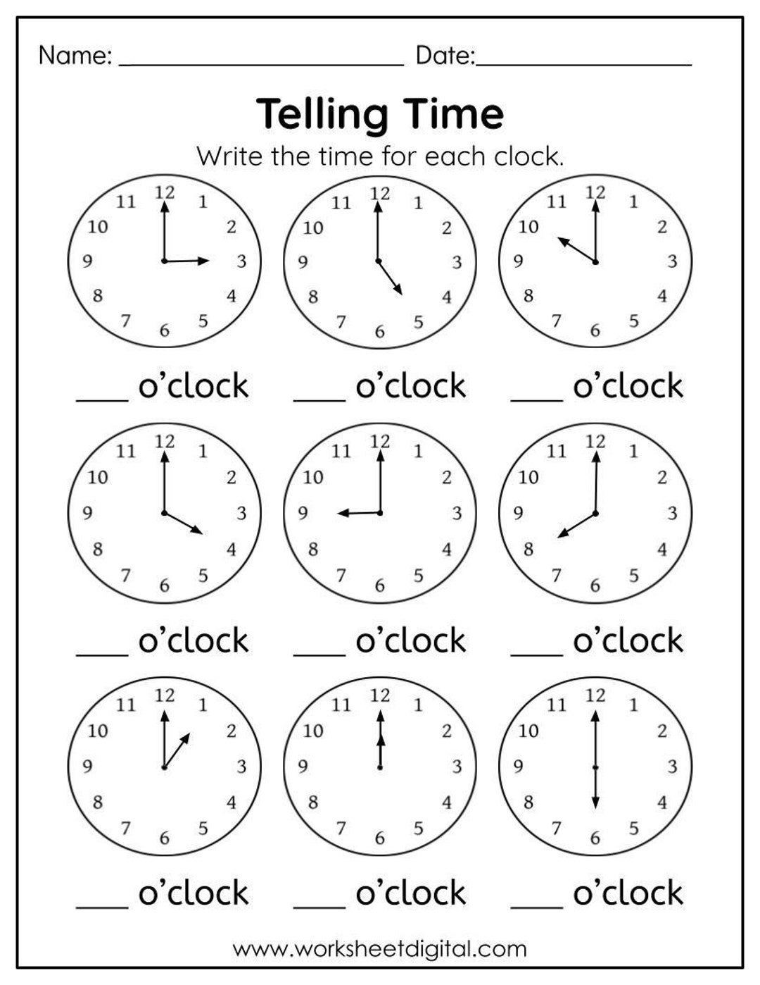 Telling Time Worksheet Digital Analog Clock Practice PDF Etsy Telling Time Worksheet Digital Analog Clock Practice PDF Etsy