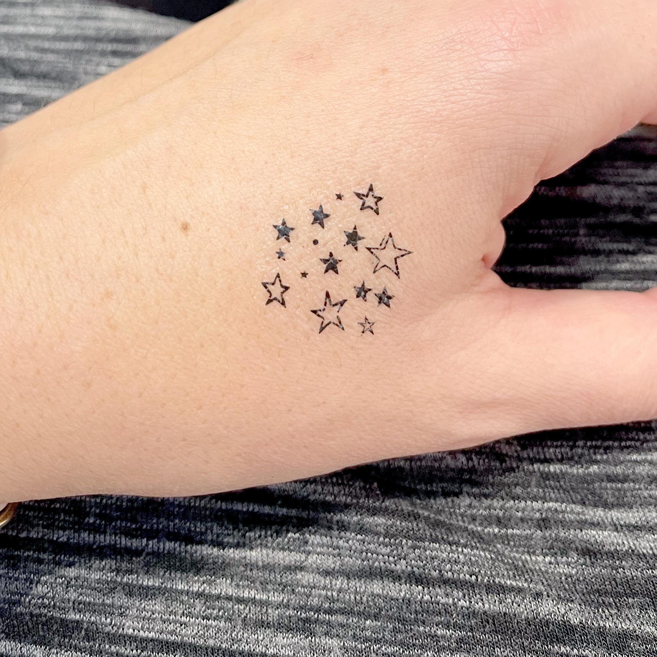 Temporary Tattoo Sheet Stars Star Tattoos Tiny Tattoos Stars Tiny Tattoos Unique Tattoo Star Motives Black Tattoo Star Cluster Star Etsy