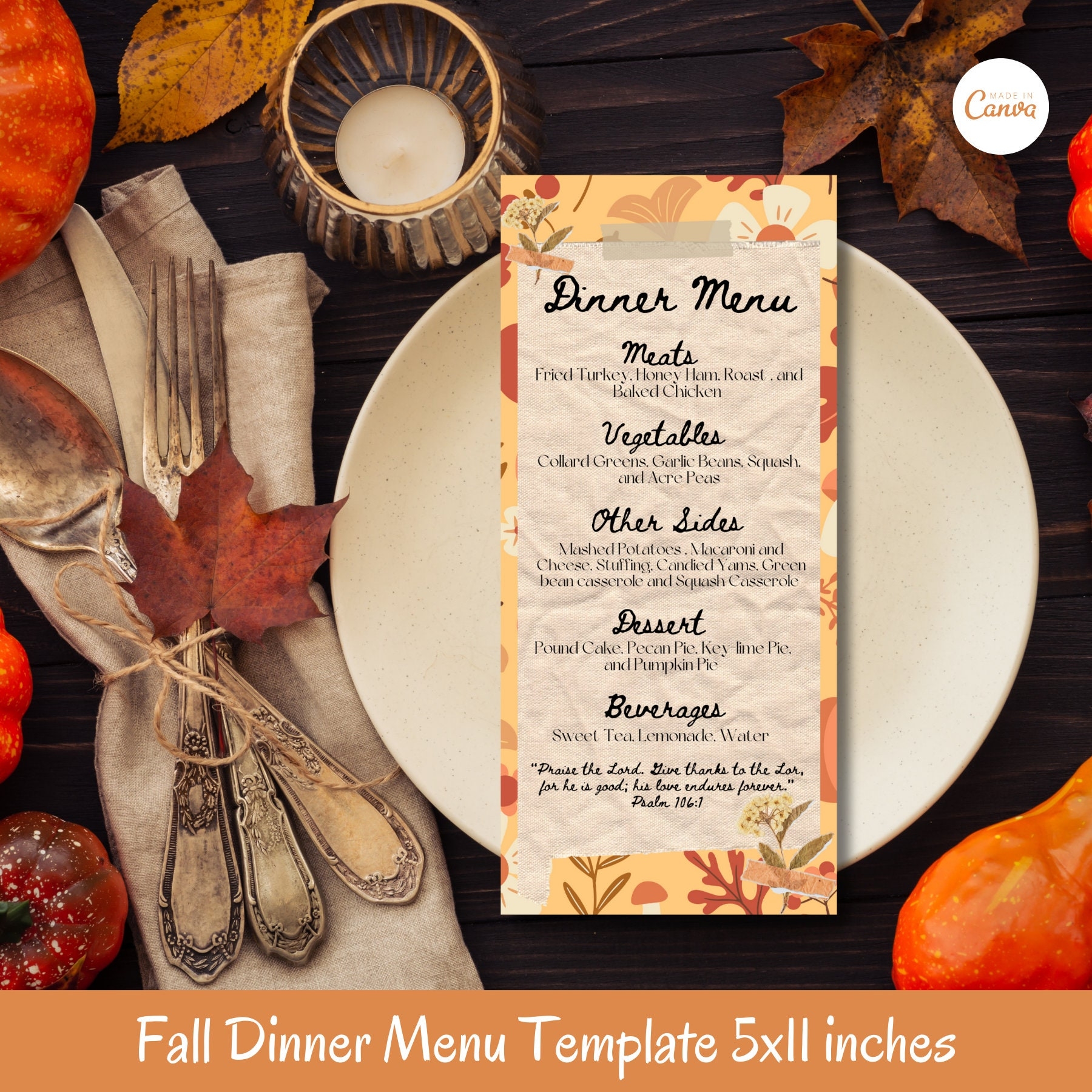 Thanksgiving Menu Fall Party holiday Dinner Party Thanksgiving Dinner Dinner Menu Template Dinner Party Menu Fall Leaves Etsy