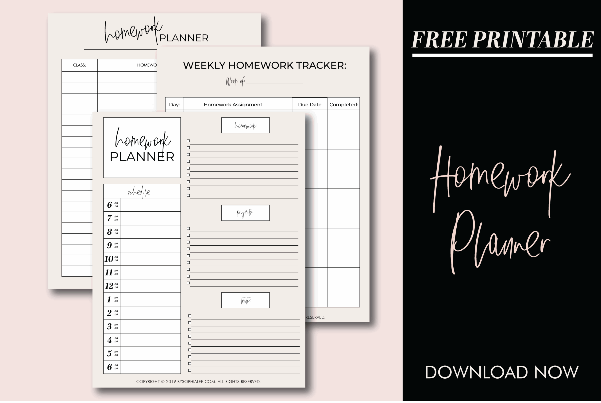 The BEST Homework Planner Every Student Needs FREE PRINTABLE By Sophia Lee The BEST Homework Planner Every Student Needs FREE PRINTABLE By Sophia Lee