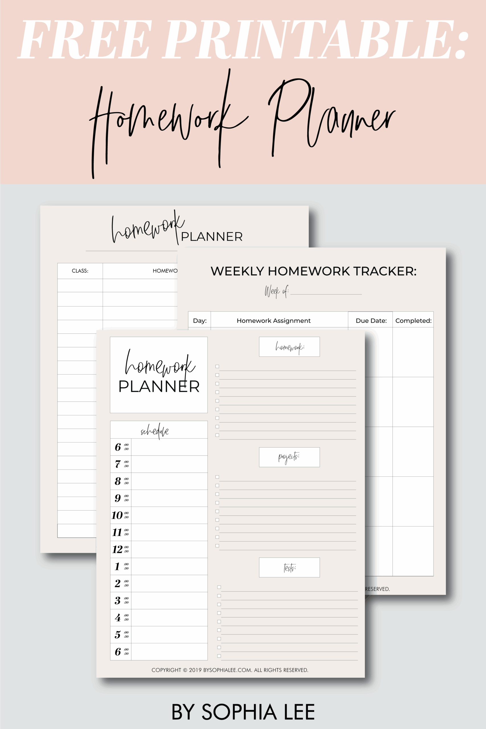 The BEST Homework Planner Every Student Needs FREE PRINTABLE By Sophia Lee The BEST Homework Planner Every Student Needs FREE PRINTABLE By Sophia Lee
