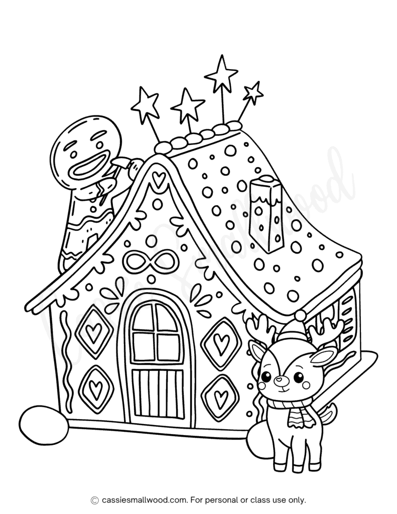 THE CUTEST Gingerbread House Coloring Pages Cassie Smallwood