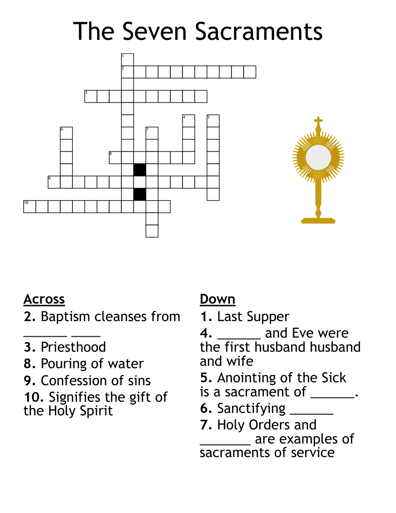 The Seven Sacraments Crossword WordMint The Seven Sacraments Crossword WordMint