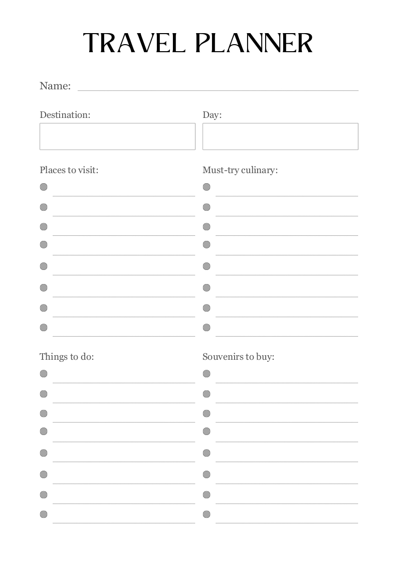Travel Planner Printable Michelle Valentine Love Eat Travel