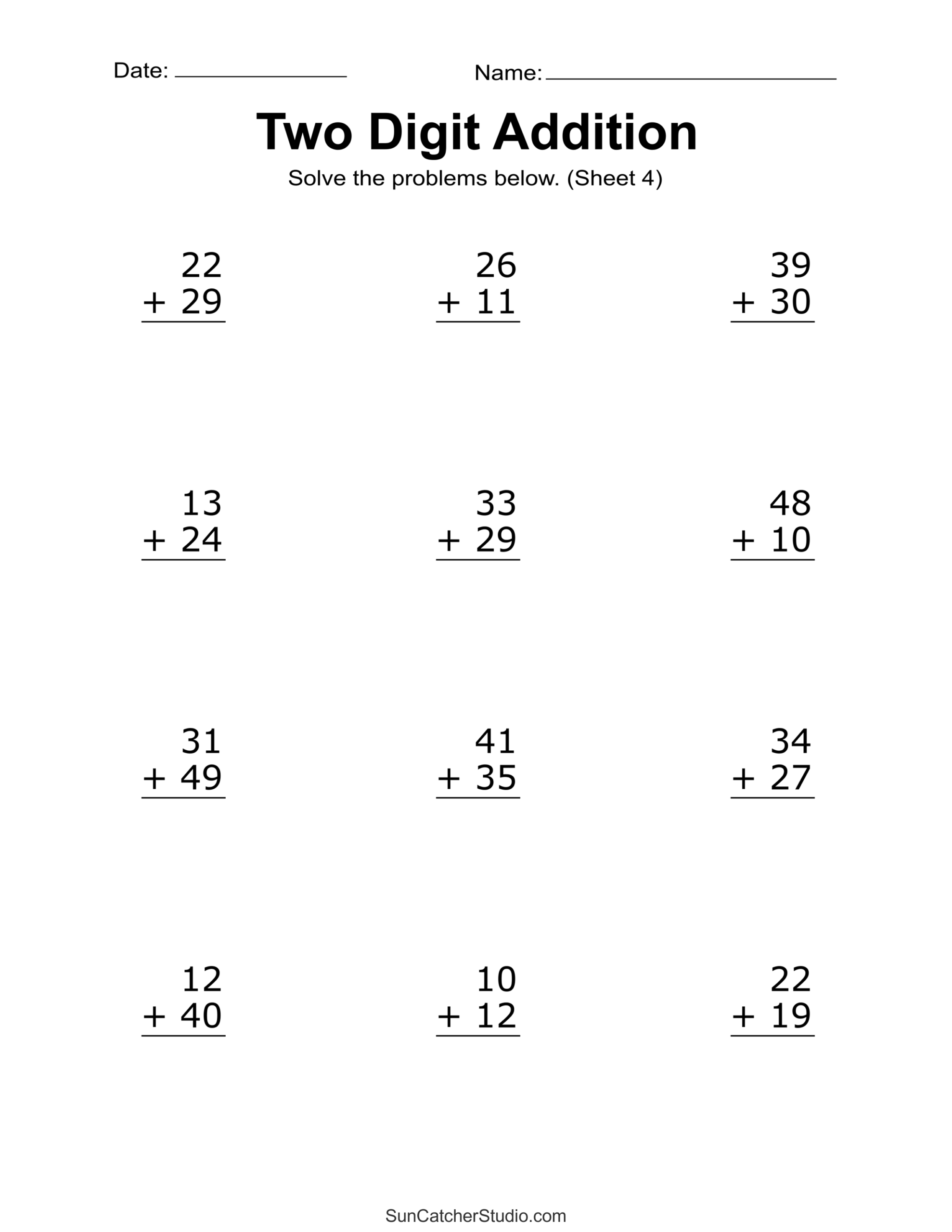 free printable addition worksheets for kindergarten