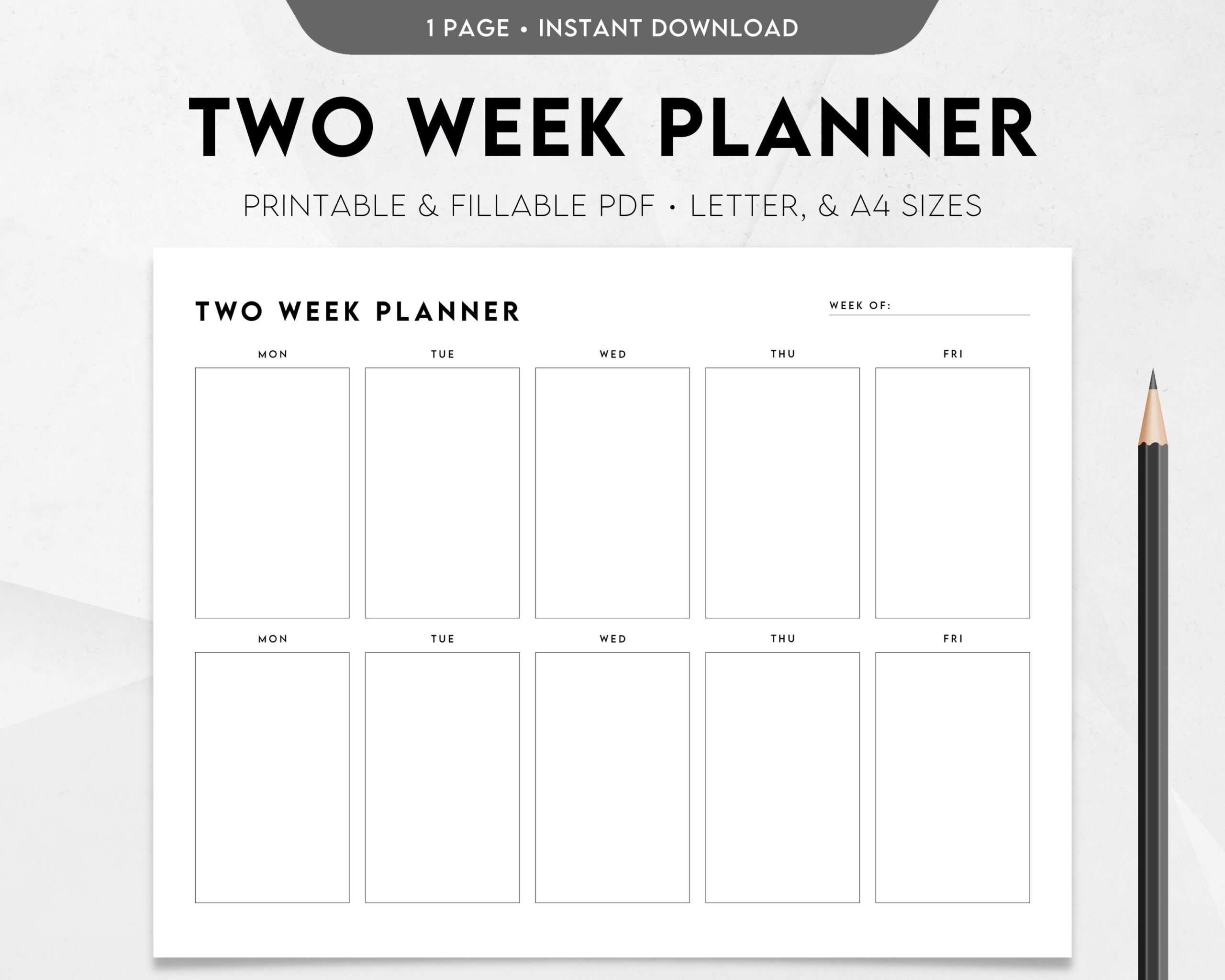 Two Week Planner Printable Weekly Calendar Weekly Schedule Template Weekly To Do List Weekly Agenda Week At A Glance Minimalist Etsy