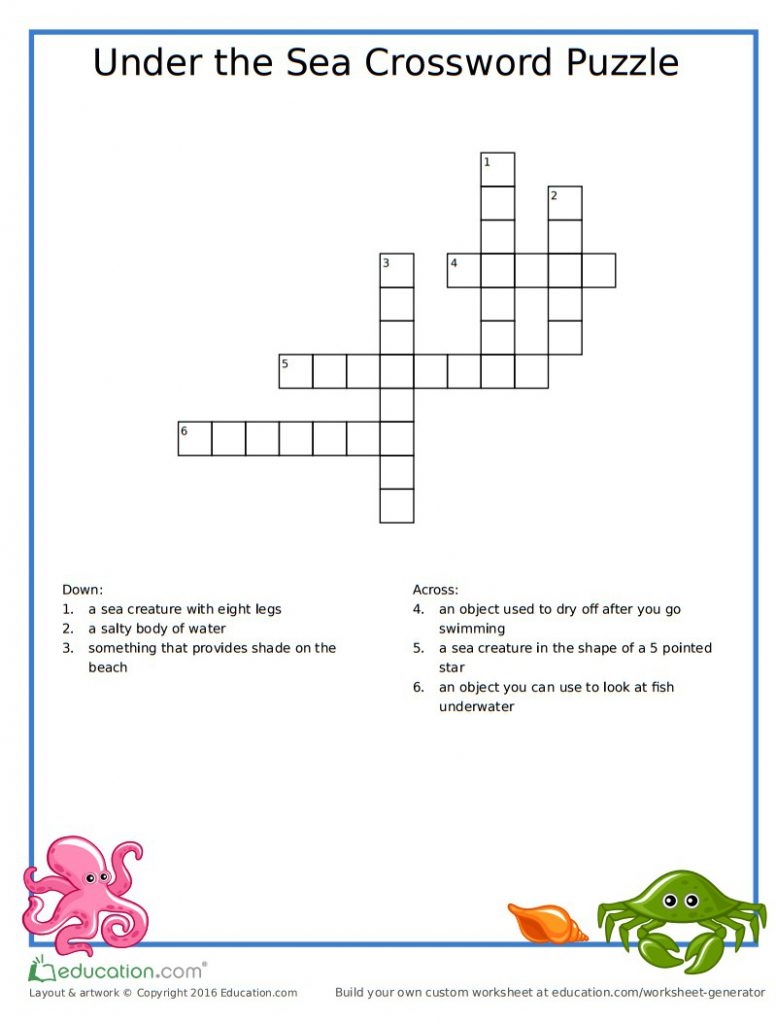 free printable children's crossword puzzles