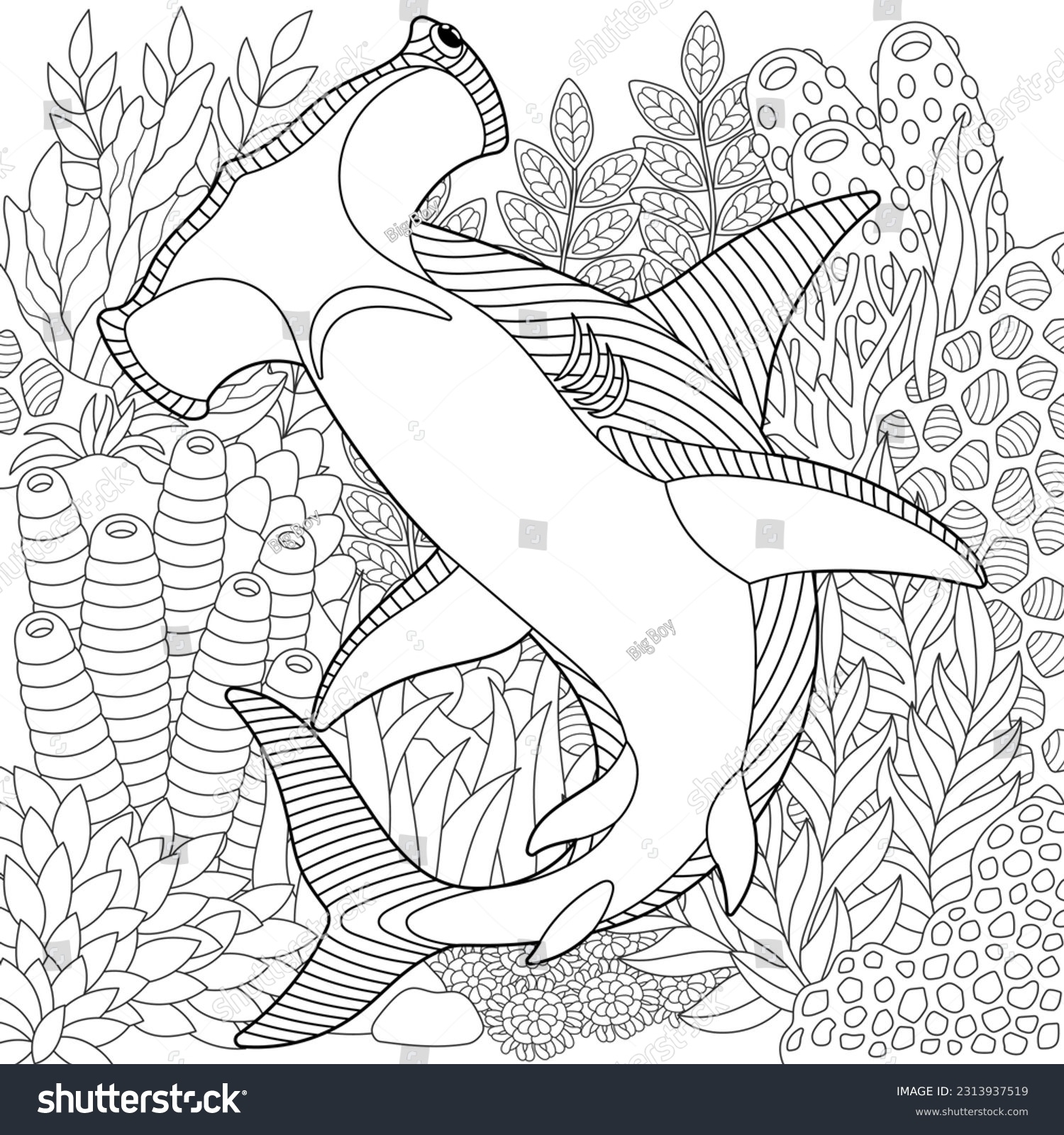 Underwater Scene Hammerhead Shark Adult Coloring Stock Vector Royalty Free 2313937519 Shutterstock Underwater Scene Hammerhead Shark Adult Coloring Stock Vector Royalty Free 2313937519 Shutterstock