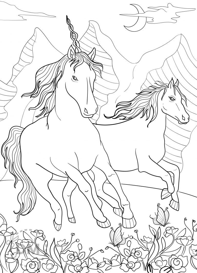 Unicorn And Horse Coloring Page For Adults And Teens Diy magazine