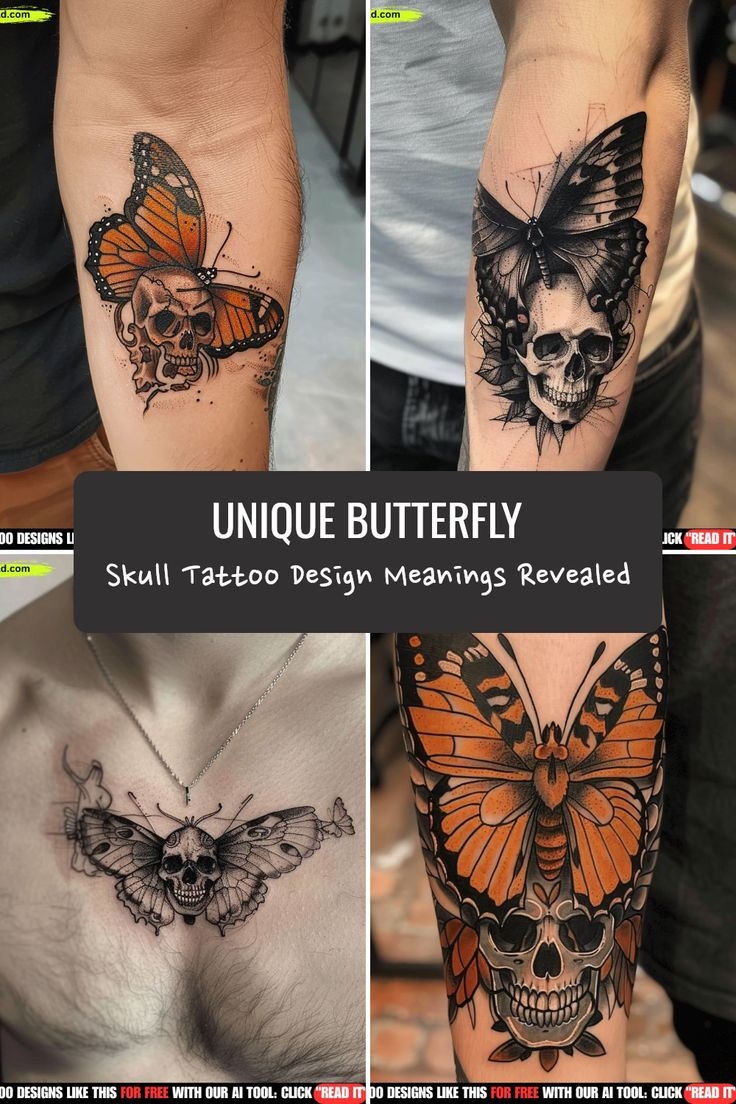 Unique Butterfly Skull Tattoo Design Meanings Revealed