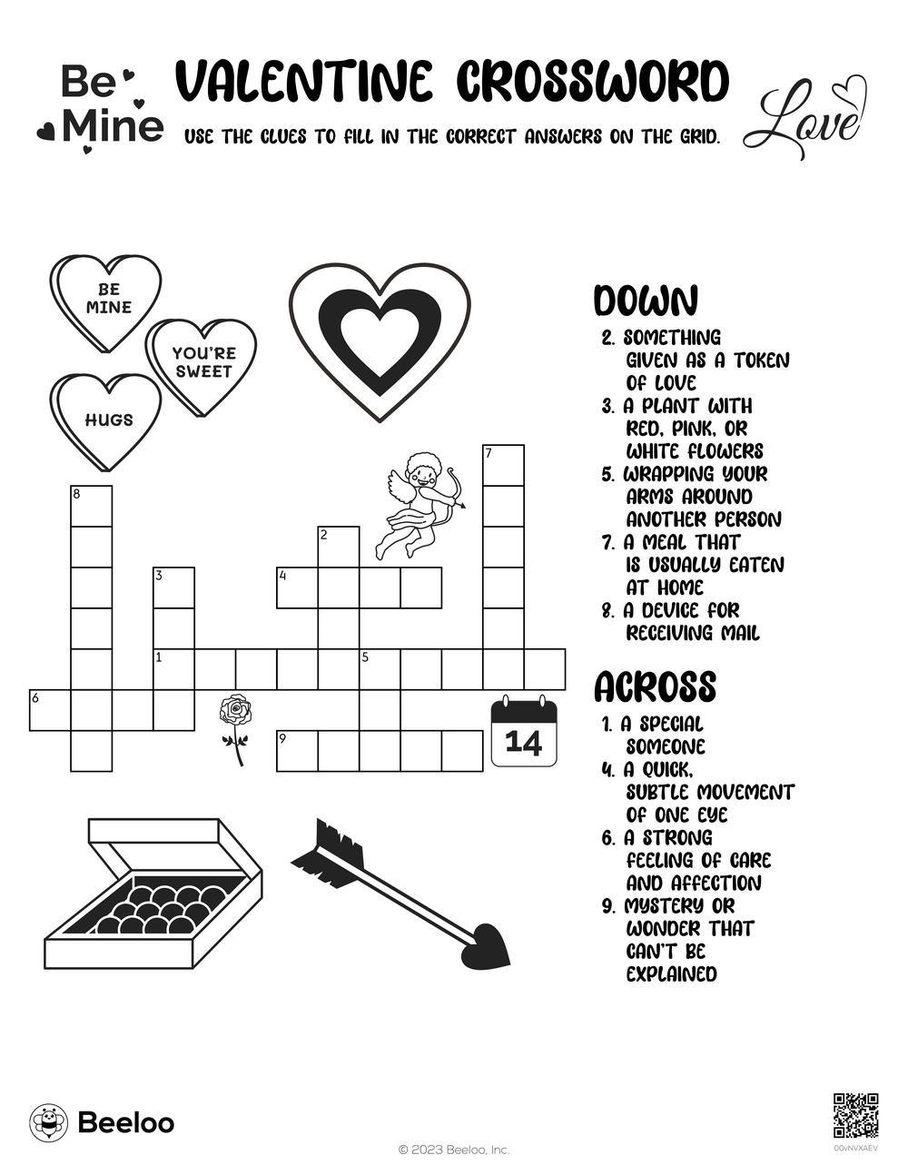 Valentine themed Crossword Puzzles Beeloo Printable Crafts And Activities For Kids Valentine themed Crossword Puzzles Beeloo Printable Crafts And Activities For Kids