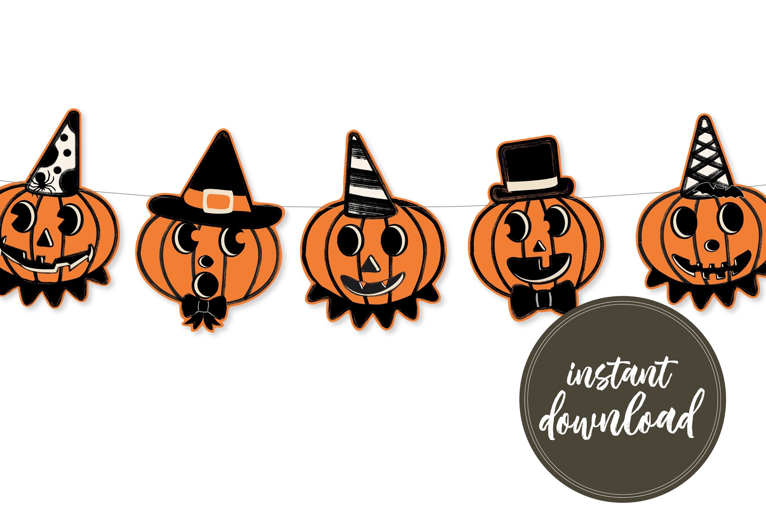 Vintage Halloween Garland DIY Printable Jack o lantern Printable Banner digital Download Etsy