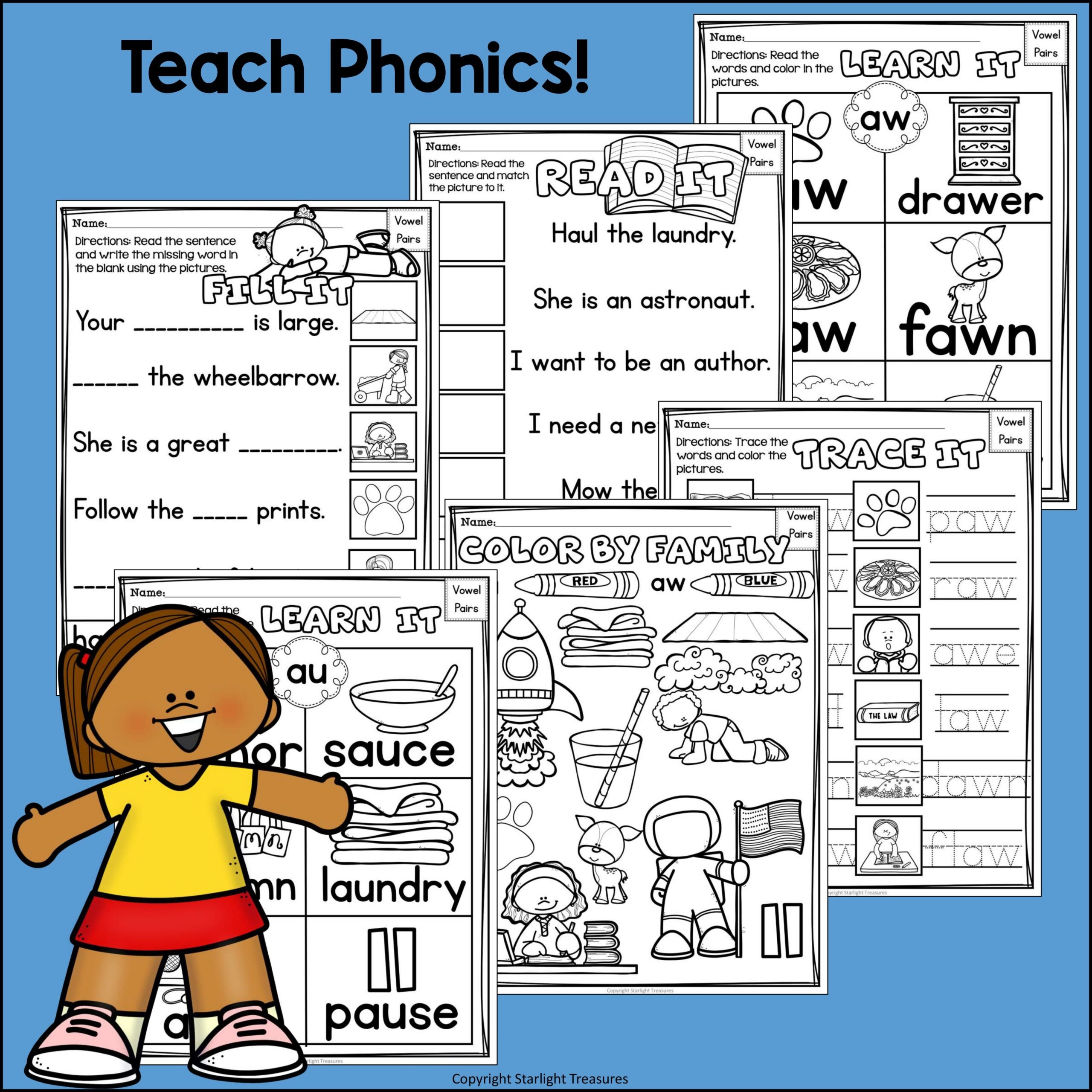 Vowel Pairs AU AW Worksheets And Activities For Early Readers Phonics Classful