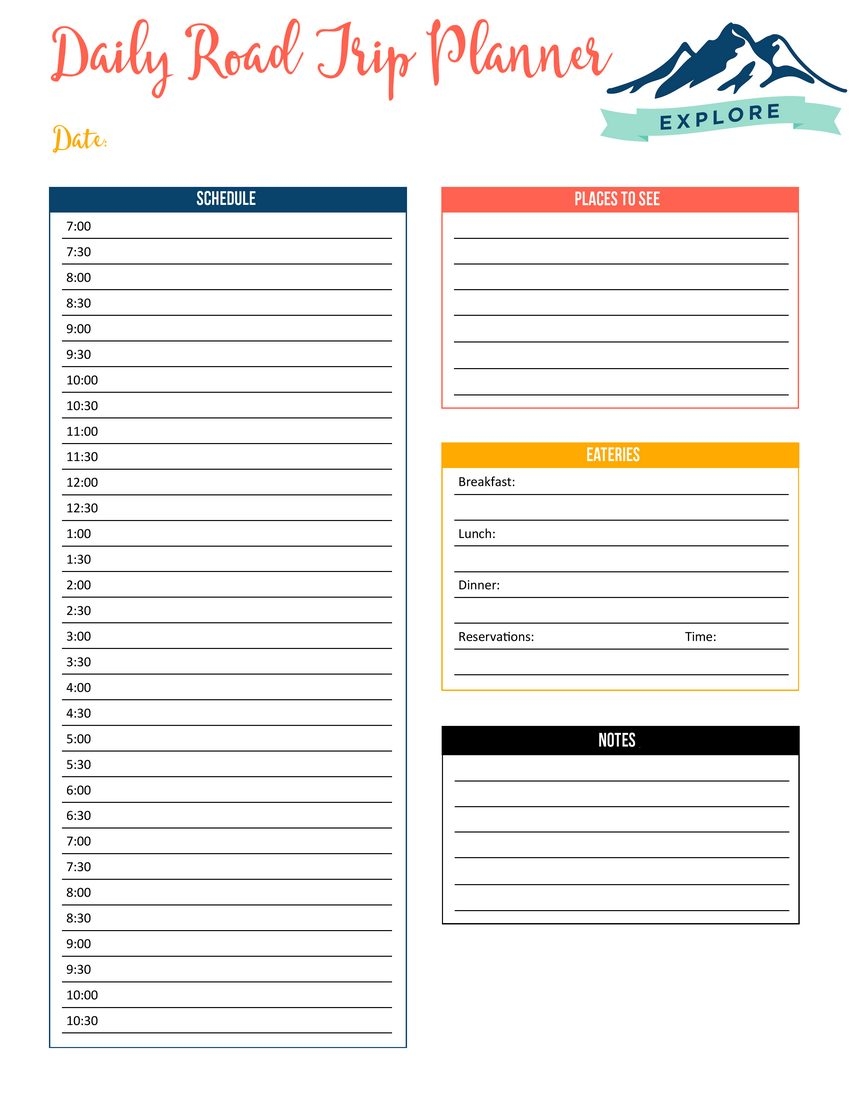Wanderlust Road Trip Planner Printable Mooshu Jenne