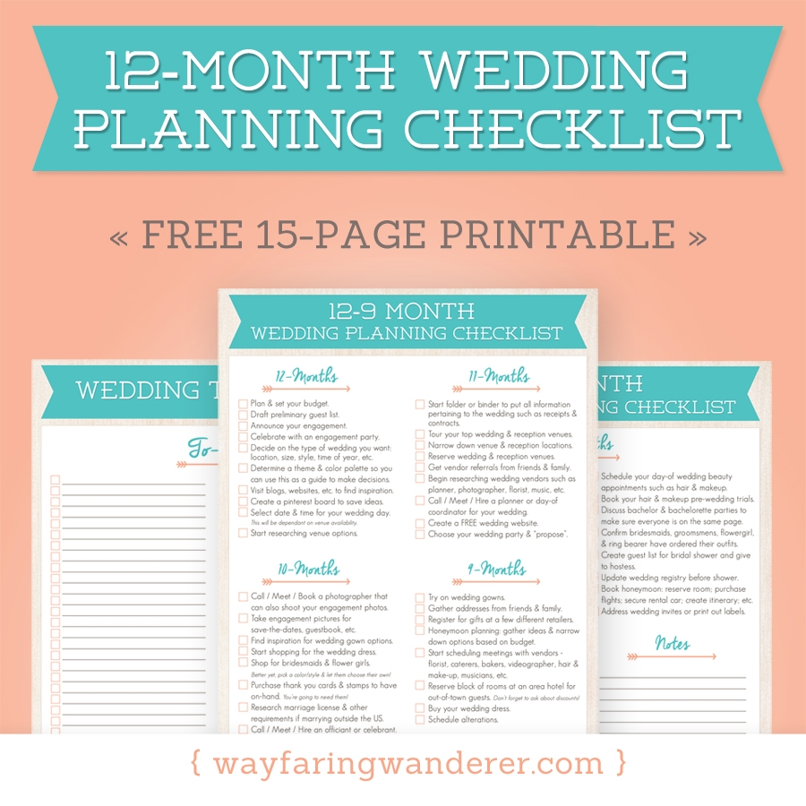 Wayfaring Wanderer 12 Month Wedding Planning Checklist Free Timeline Printable PDF Wayfaring Wanderer 12 Month Wedding Planning Checklist Free Timeline Printable PDF