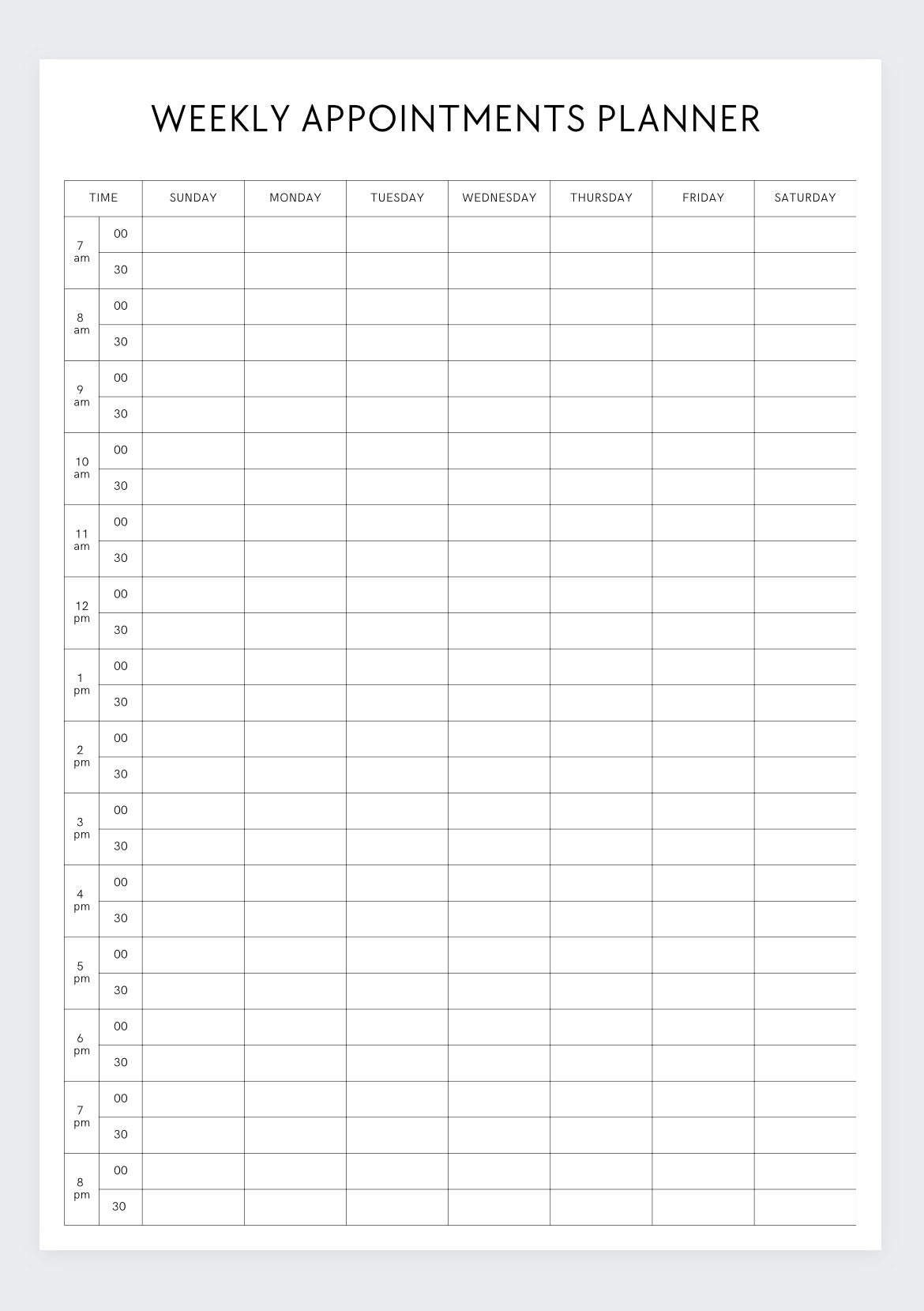 Weekly Appointment Planner appointment Week appointment Log weekly Plans work Schedule appointment Schedule appointment Tracker appointments Etsy Finland