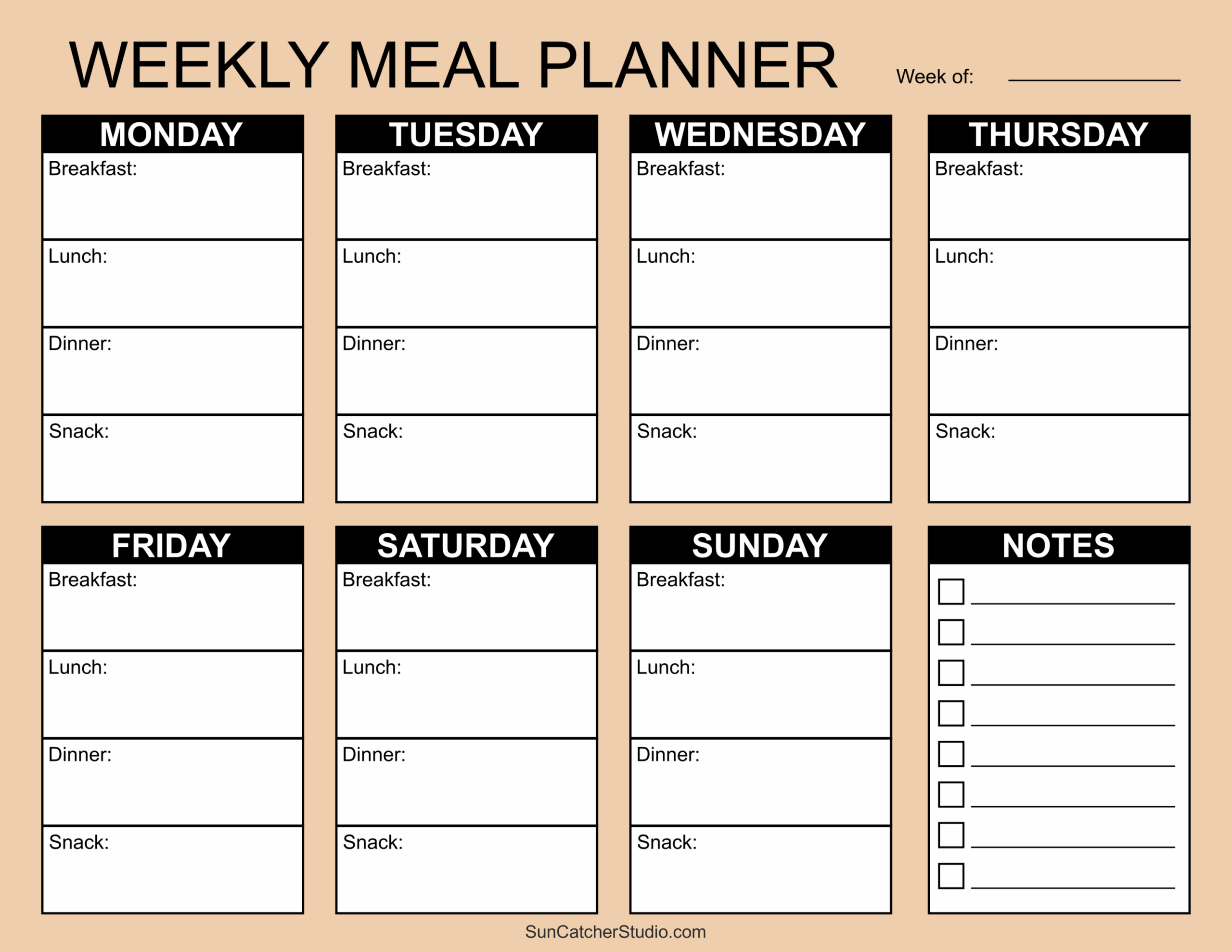 Weekly Meal Planning Printable Printable Party Favors Weekly Meal Planning Printable Printable Party Favors