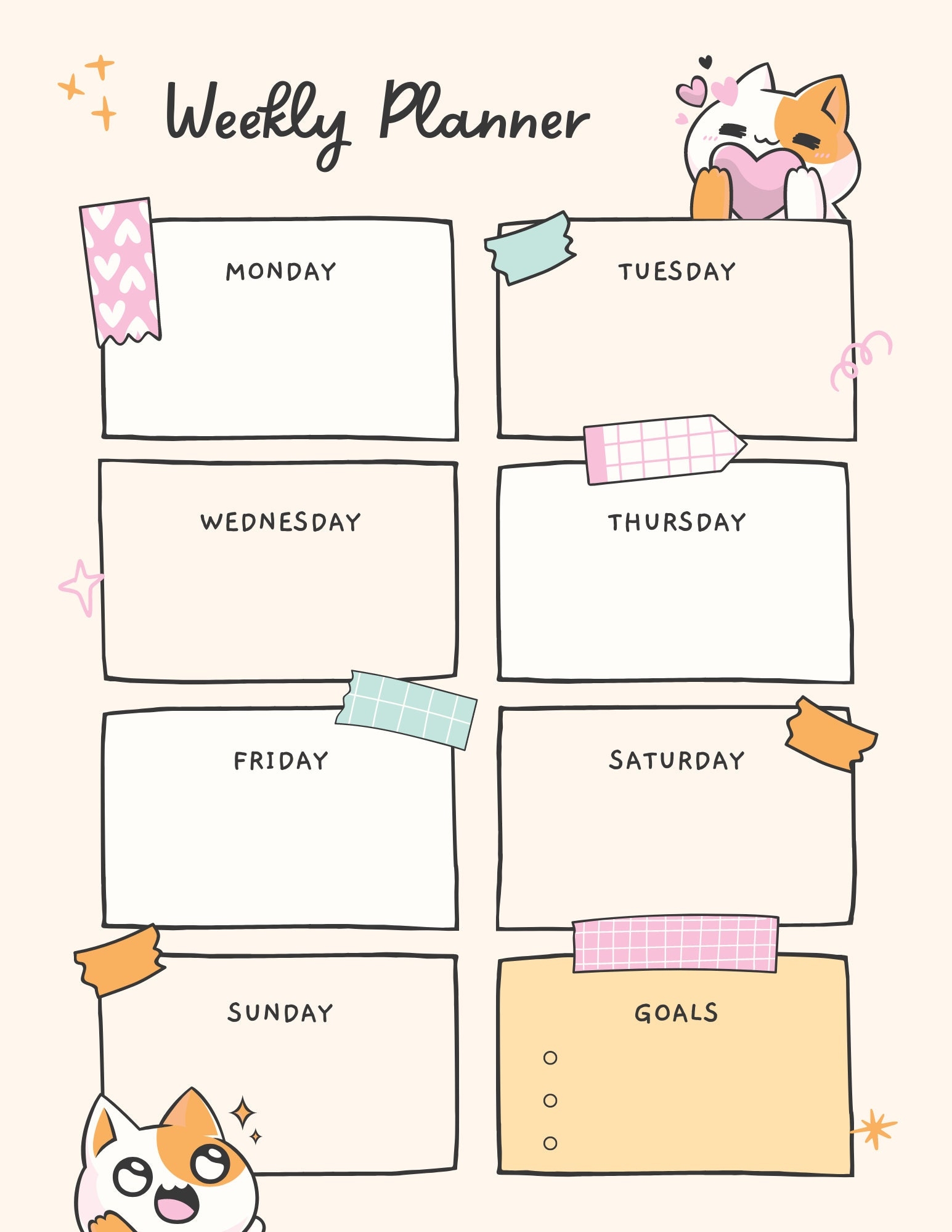 printable cute weekly planner printable cute weekly planner