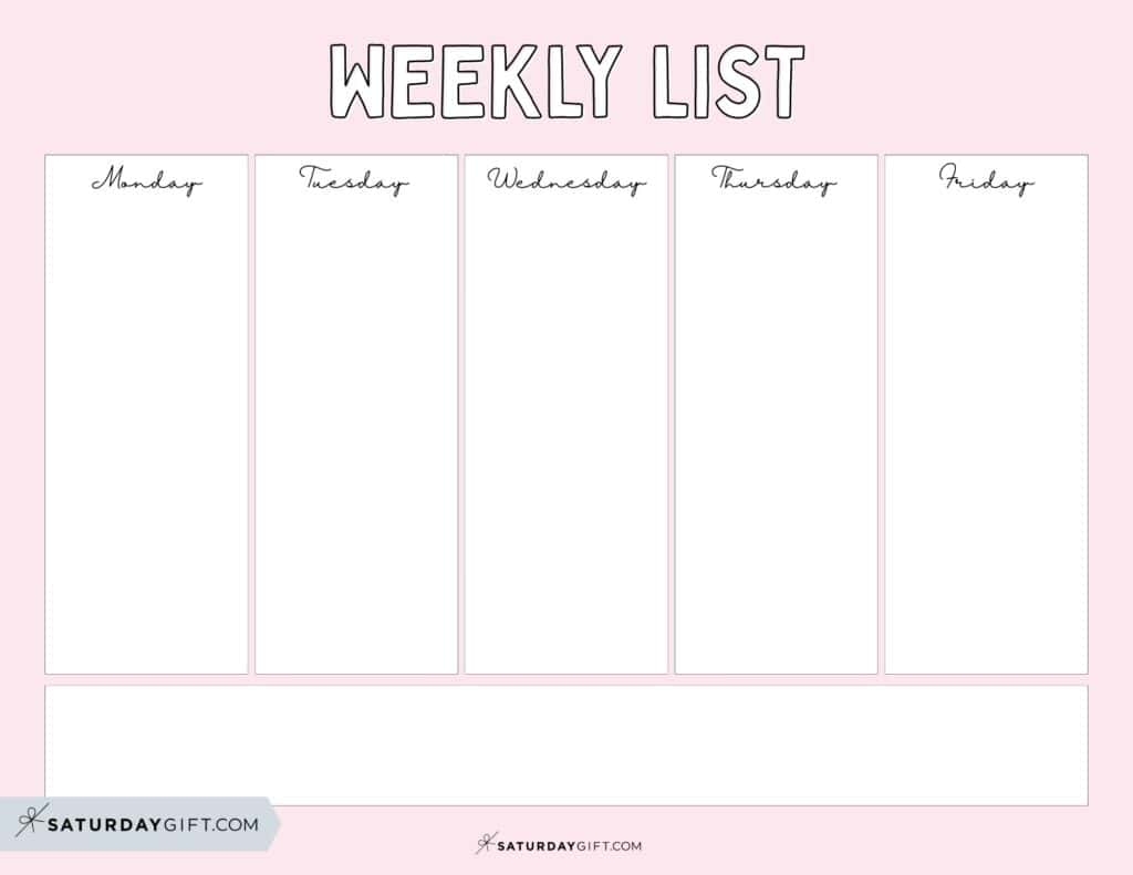 Weekly Planner Printable 39 Cute Free Weekly Calendar Templates SaturdayGift Weekly Planner Printable 39 Cute Free Weekly Calendar Templates SaturdayGift