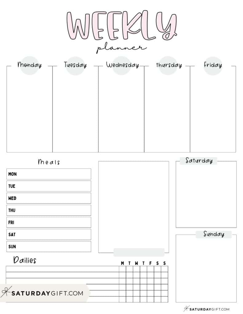 girly cute weekly planner printable girly cute weekly planner printable