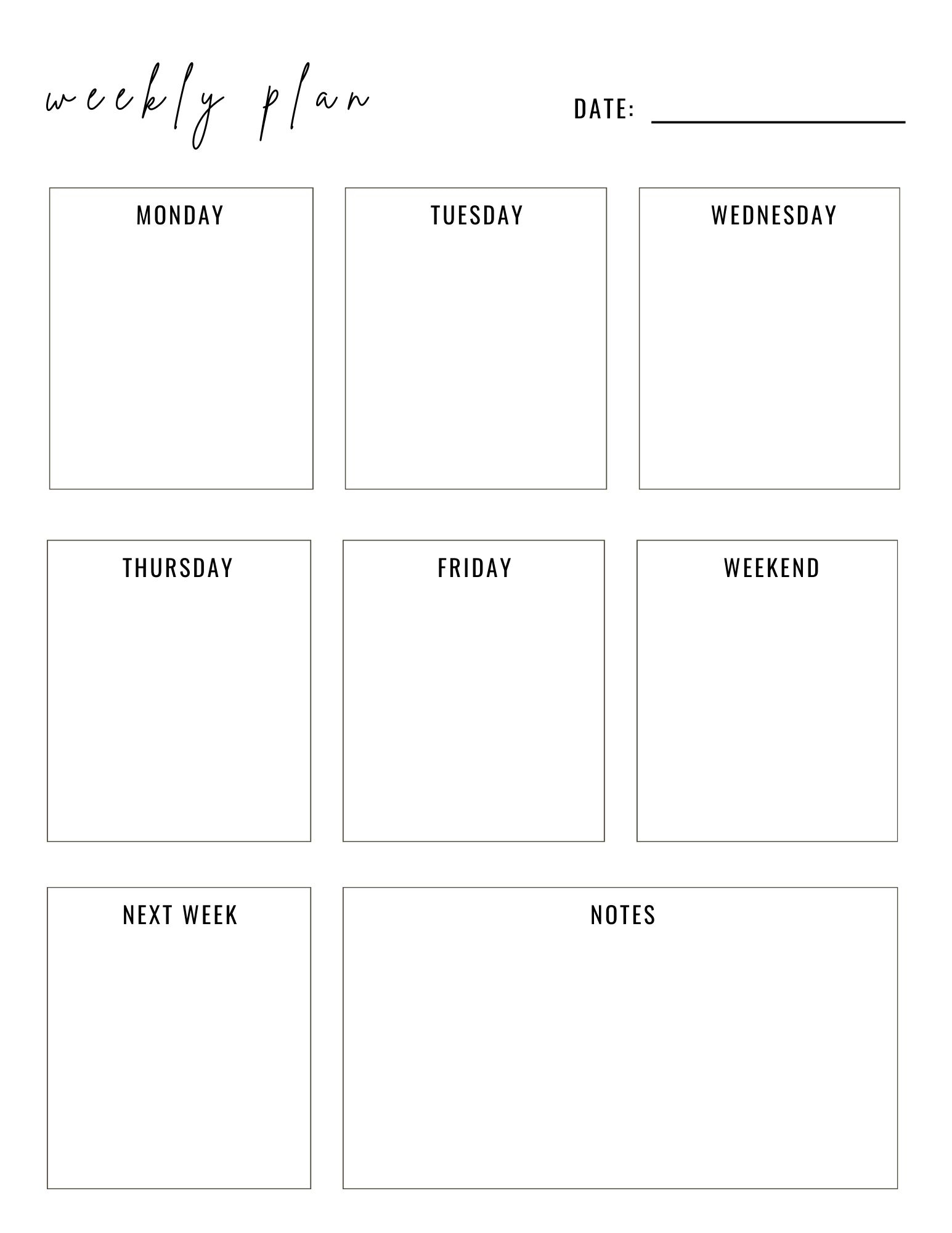 weekly planner template free printable weekly planner template free printable