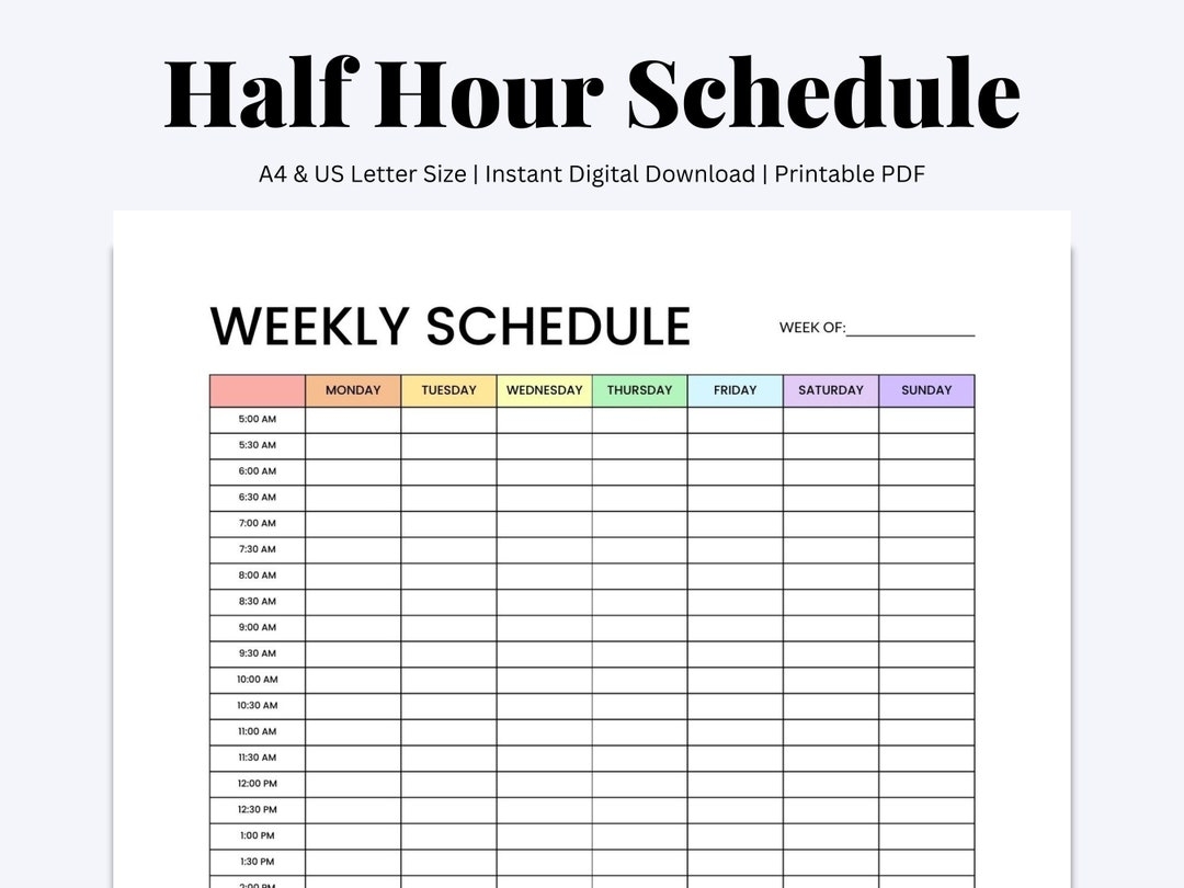 printable weekly hourly planner