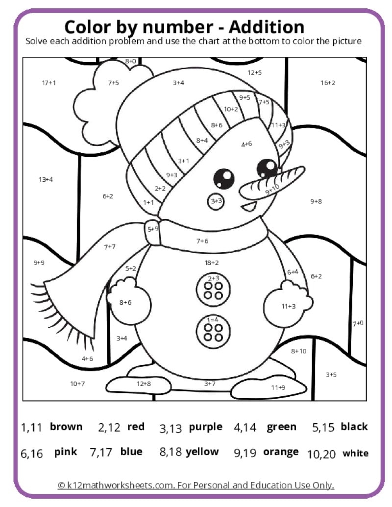 color by number printable worksheets color by number printable worksheets