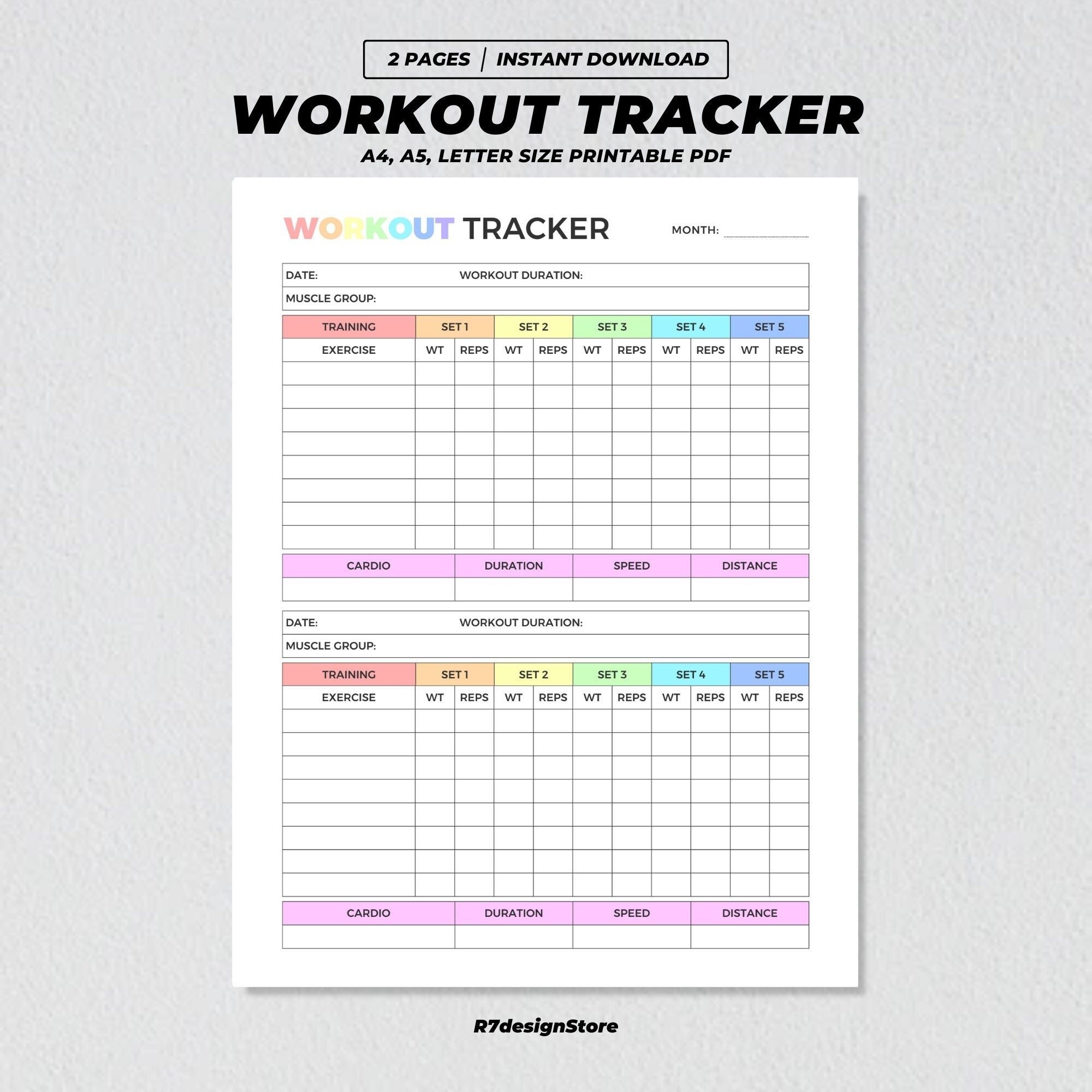 printable workout planner
